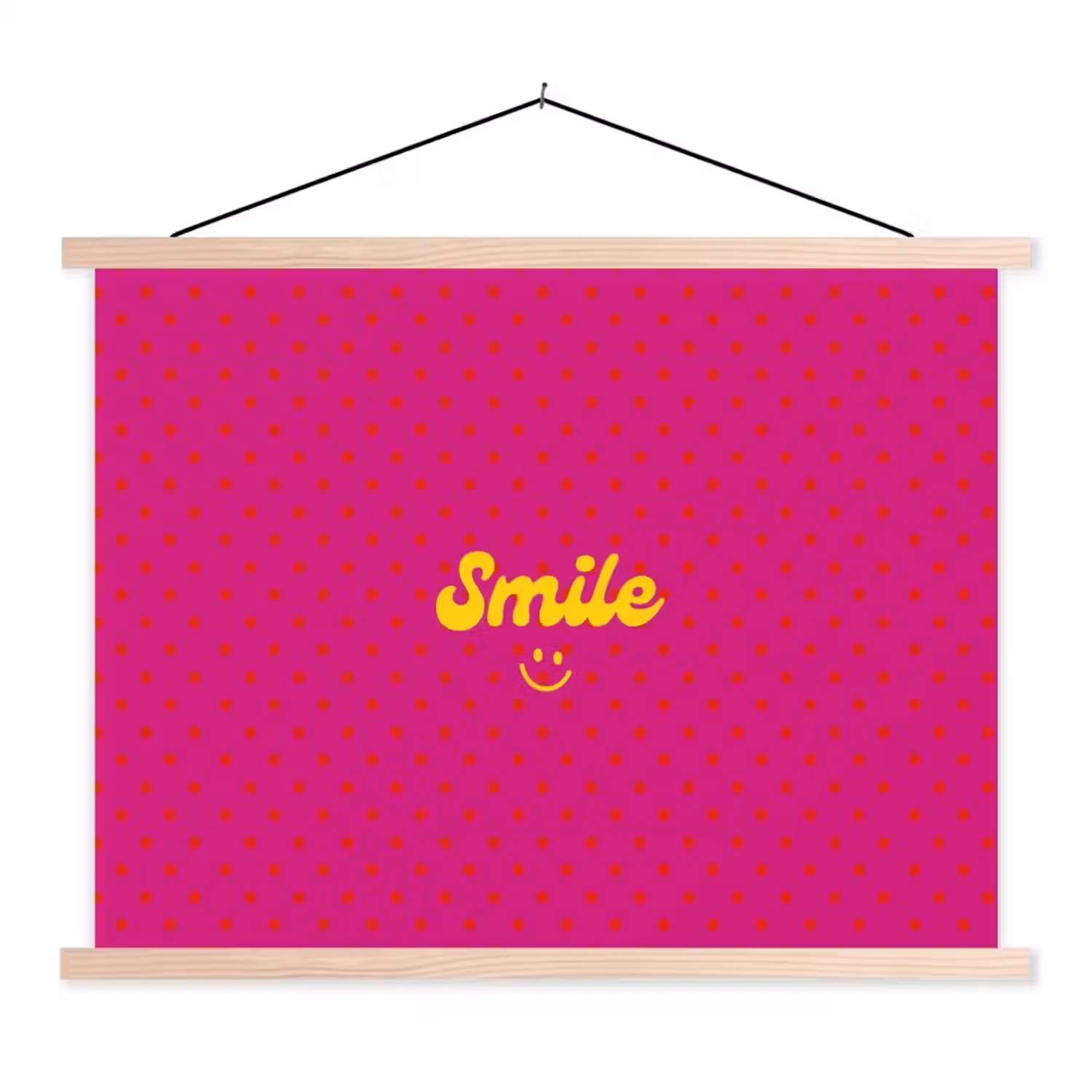 Smile - Stippen - Roze textielposter latten blank klein -3d