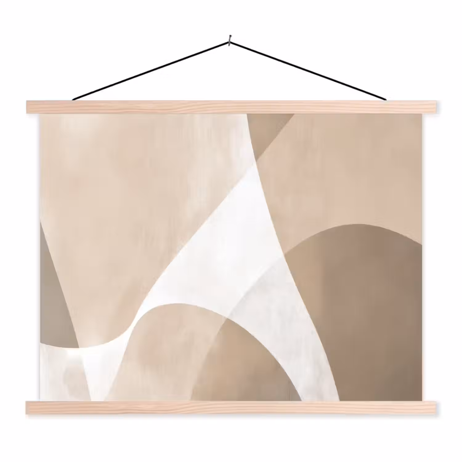 Vloeiende vlakken - Harmonieus - Golvend textielposter latten blank klein -3d