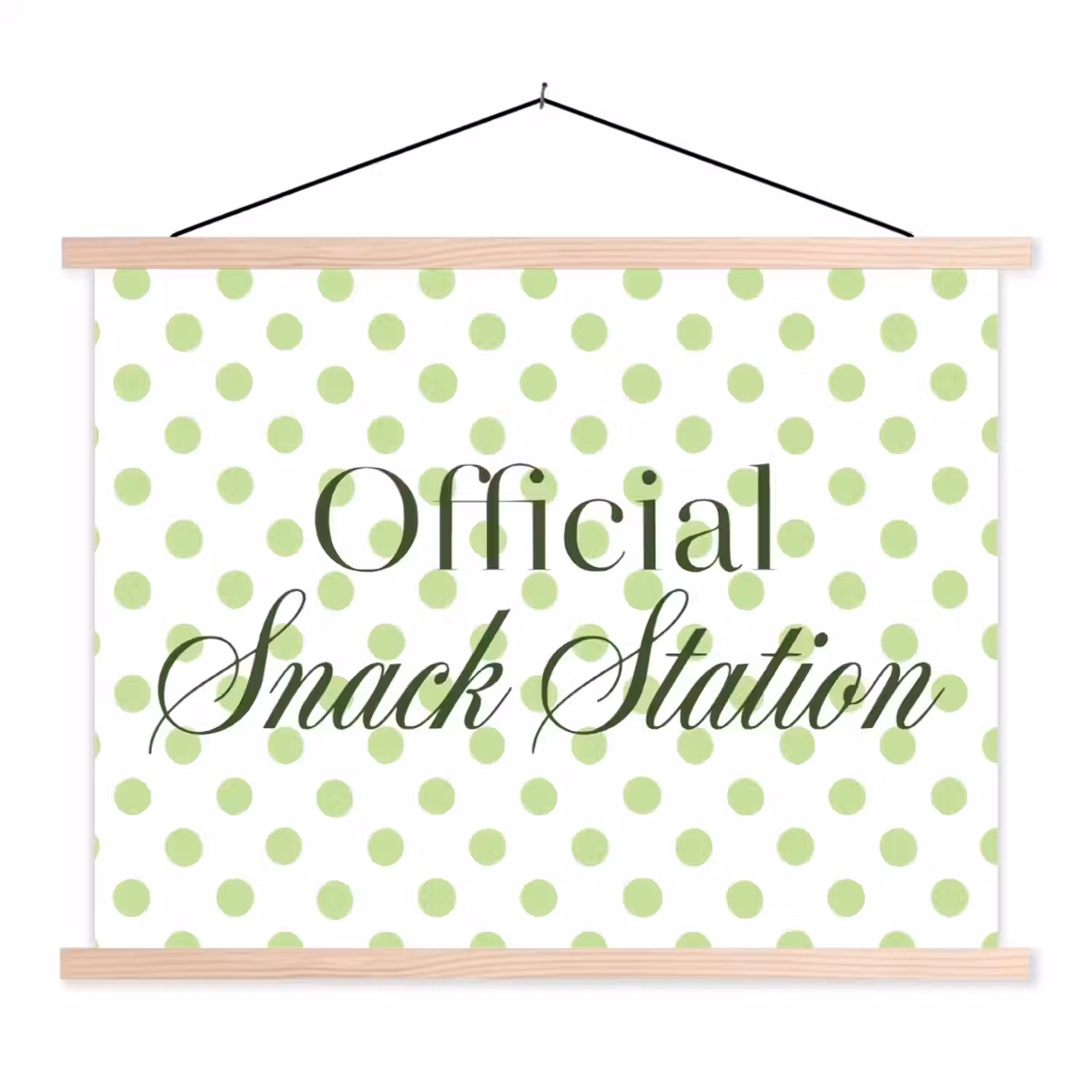 Snack Station - Groen - Stippen textielposter latten blank klein -3d