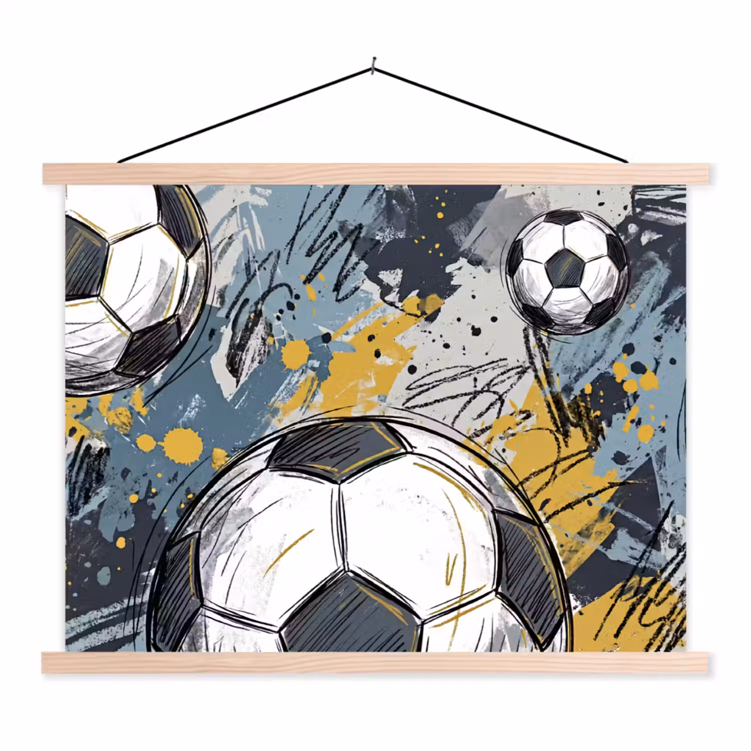Voetbal - Abstract - Sport - Kleurrijk textielposter latten blank klein -3d