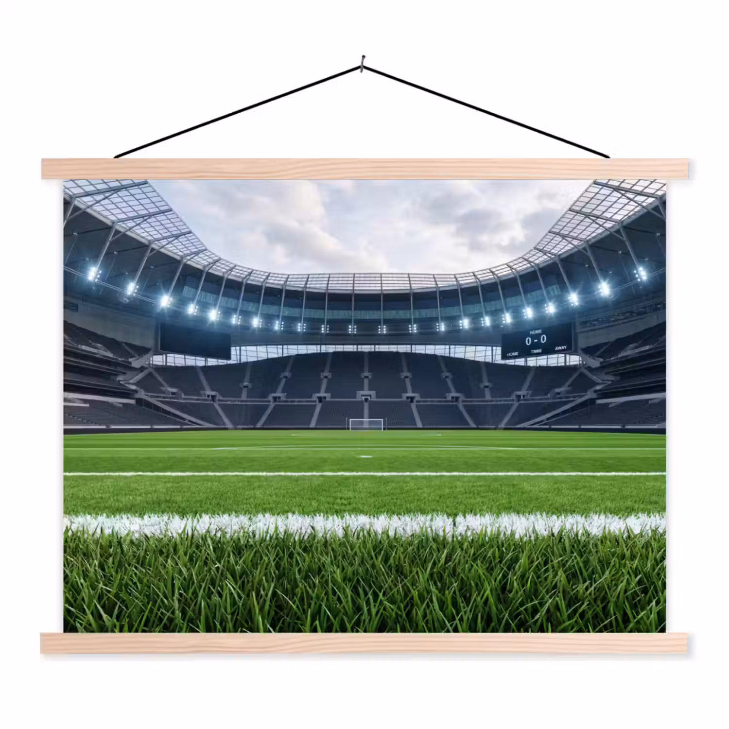 Voetbal - Stadion - Sport - Groen textielposter latten blank klein -3d