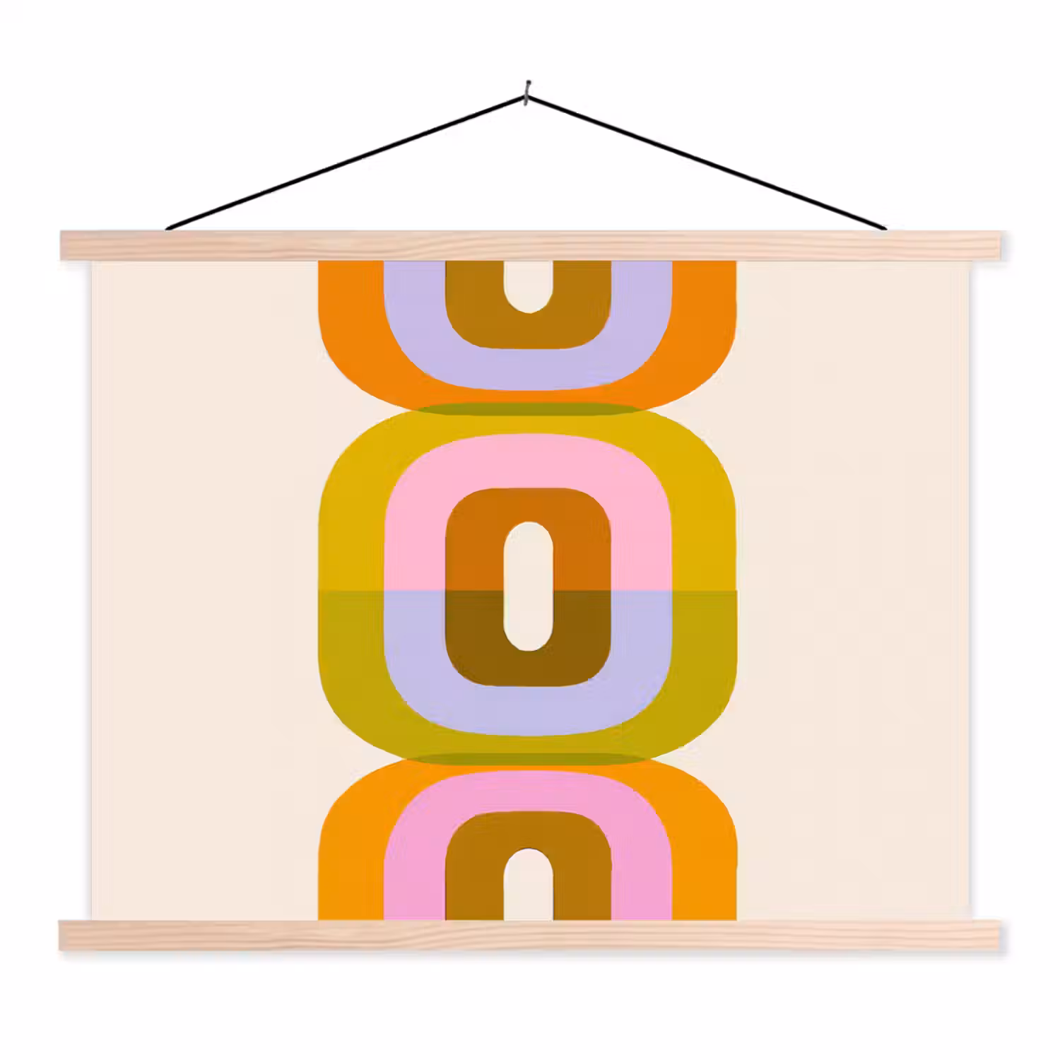 Stapel - Vormen - Geblokt - Oranje textielposter latten blank klein -3d