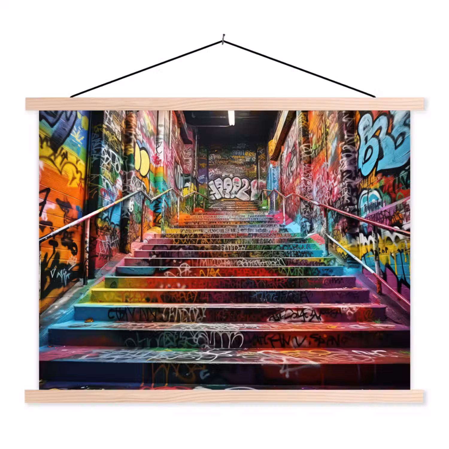 Trap - Graffiti - Kleuren - Kunst textielposter latten blank klein -3d