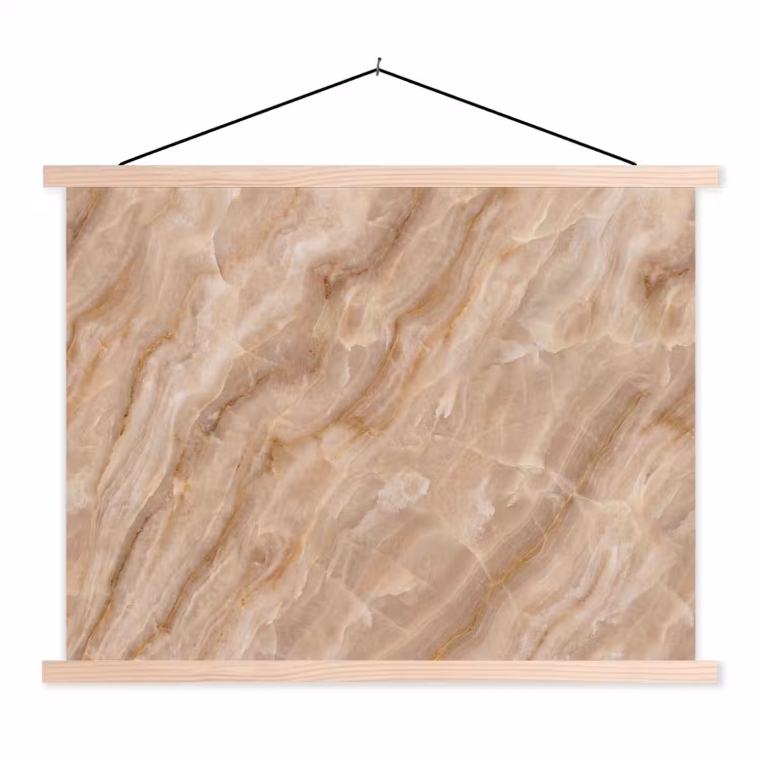 Steen - Ader - Natuur - Modern - Beige textielposter latten blank klein -3d