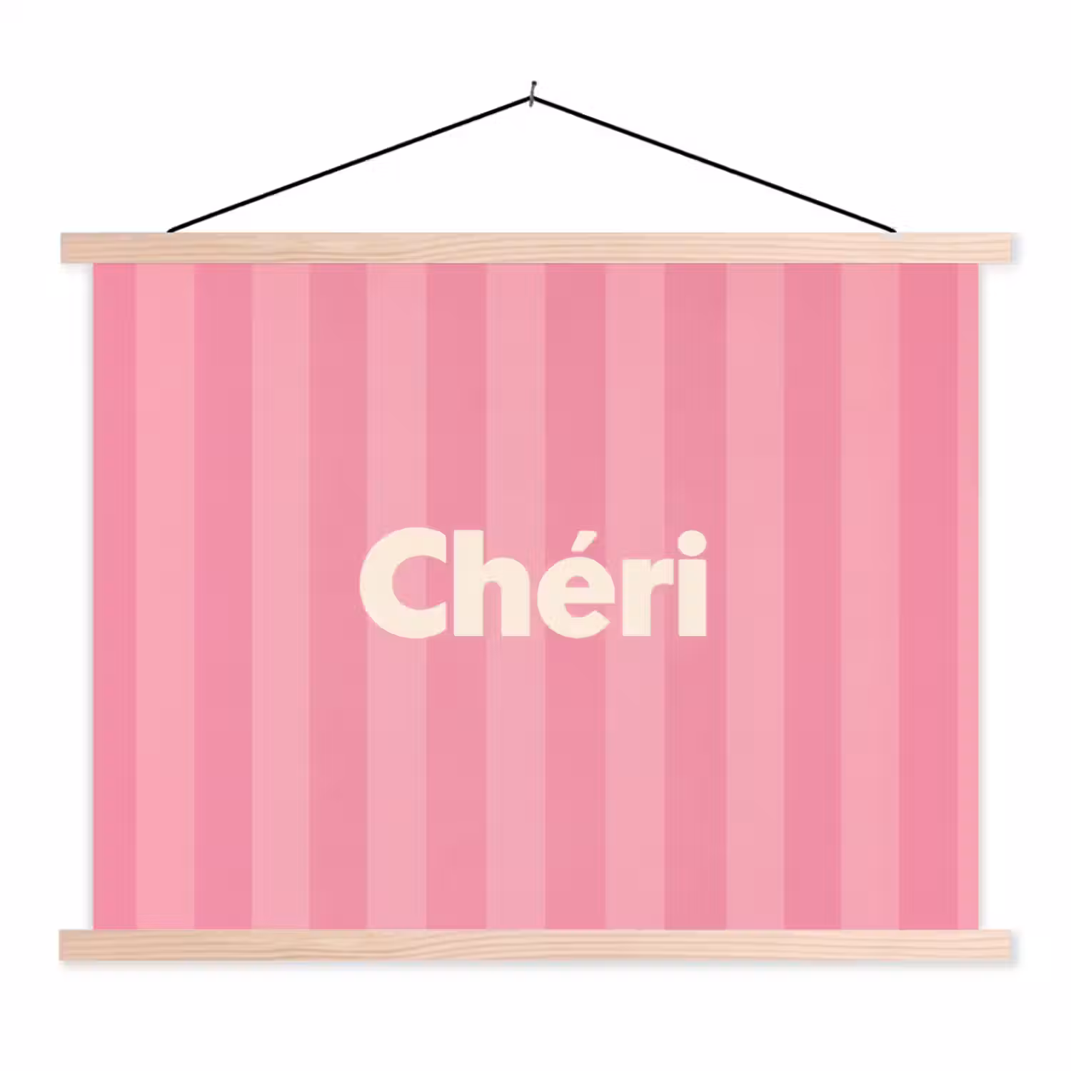 Gestreept - Roze - Chéri textielposter latten blank klein -3d
