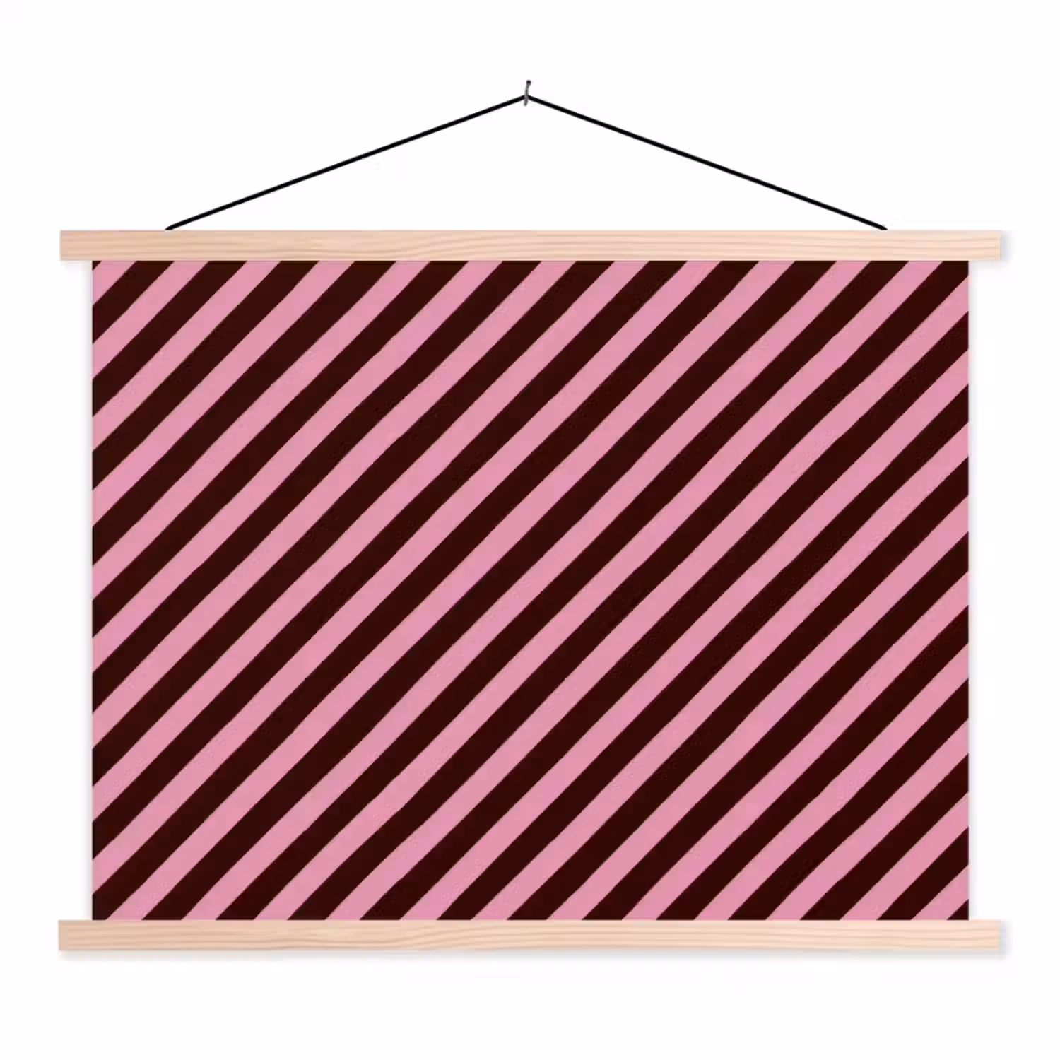 Strepen - Roze - Bruin textielposter latten blank klein 122 -3d