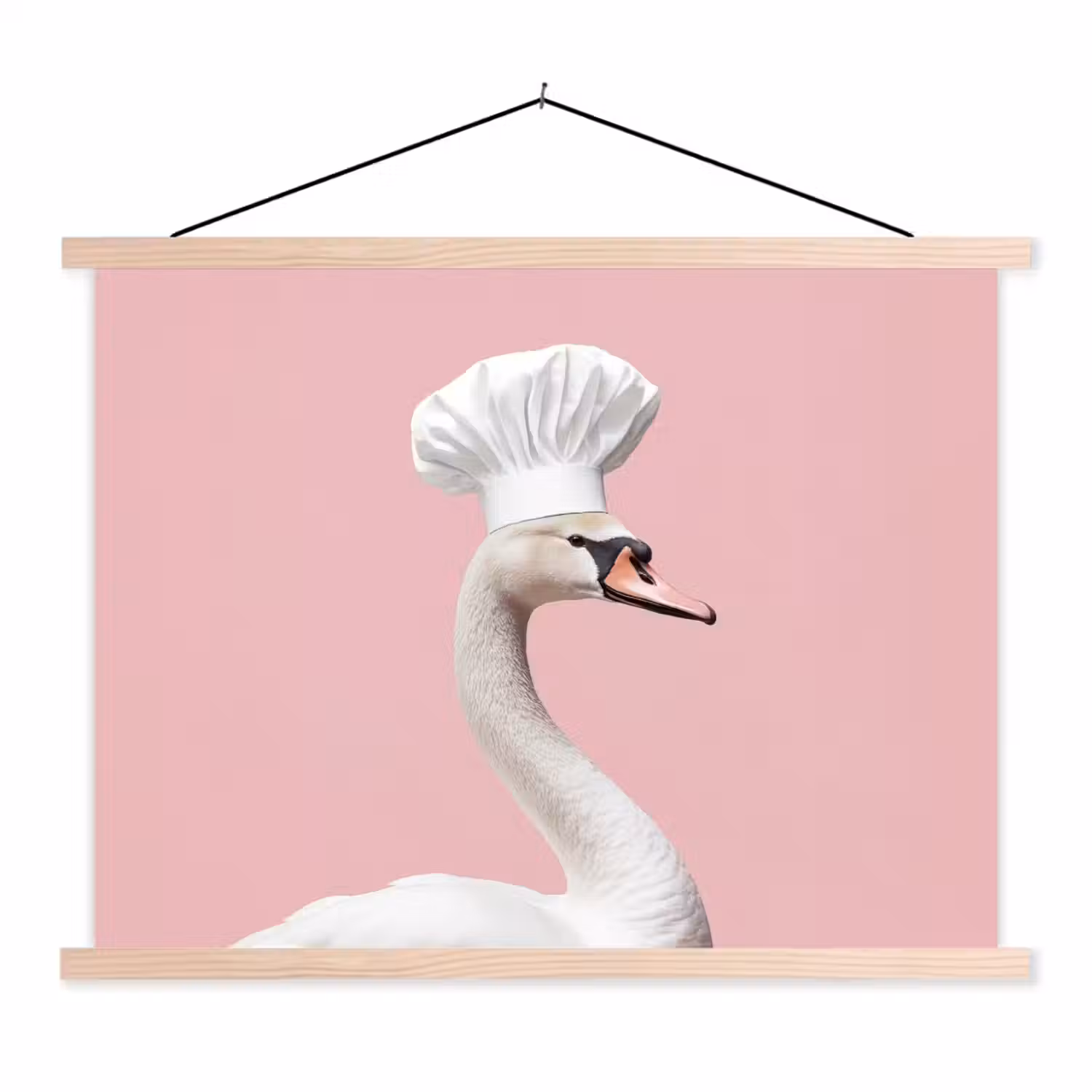 Zwaan - Koksmuts - Mooi - Klassiek textielposter latten blank klein -3d
