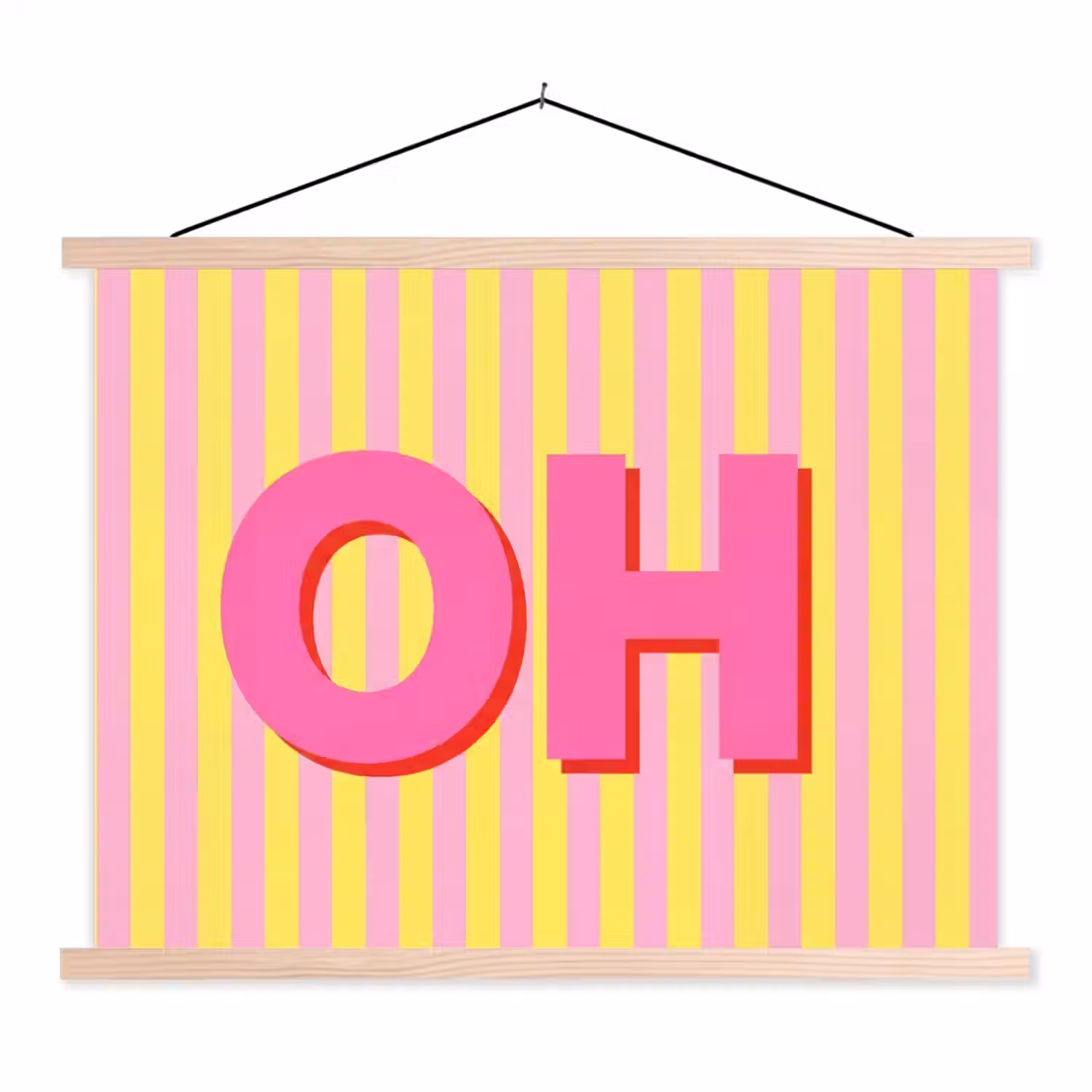 Tekst - Strepen - Roze textielposter latten blank klein -3d
