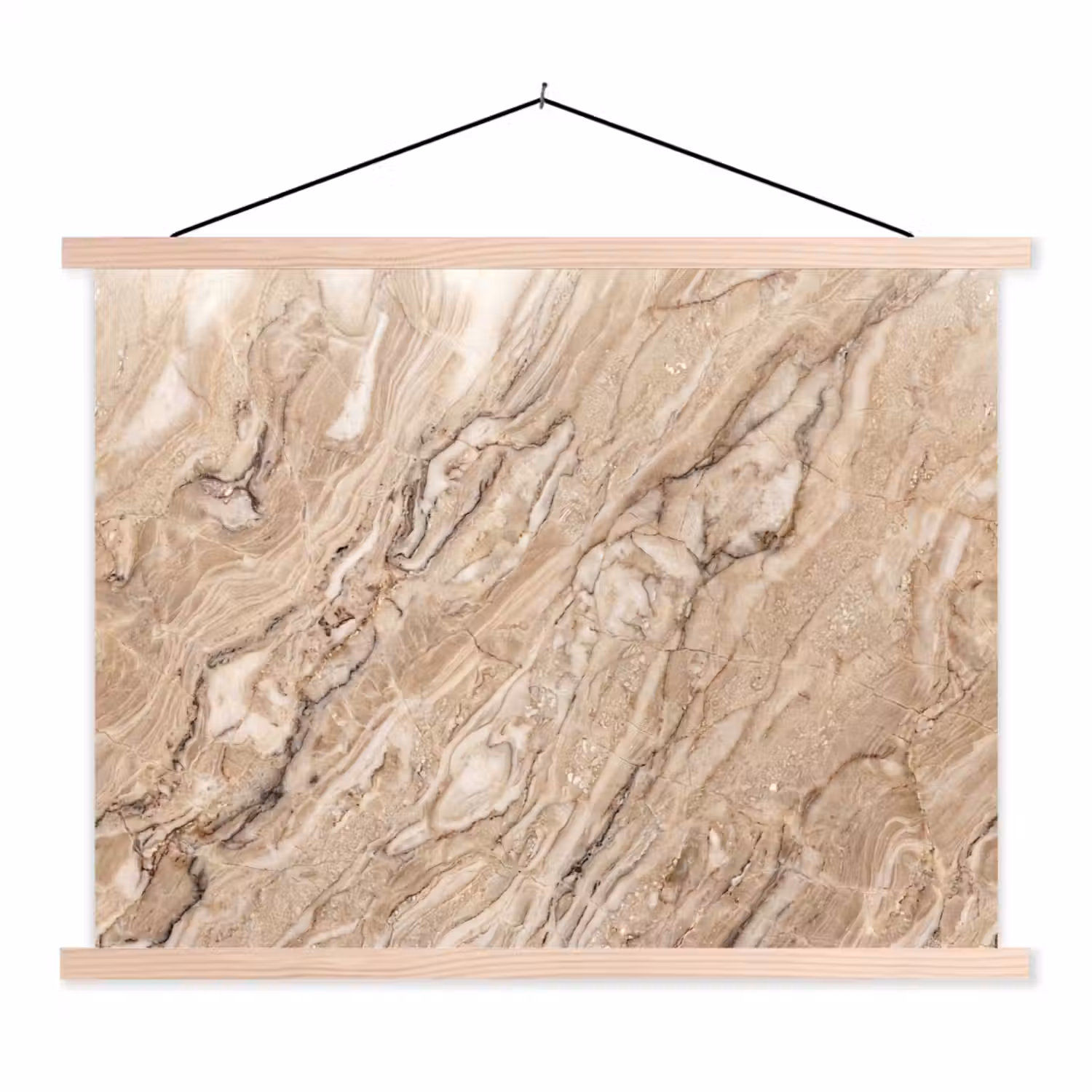 Textuur - Aders - Abstract - Modern - Beige textielposter latten blank klein -3d