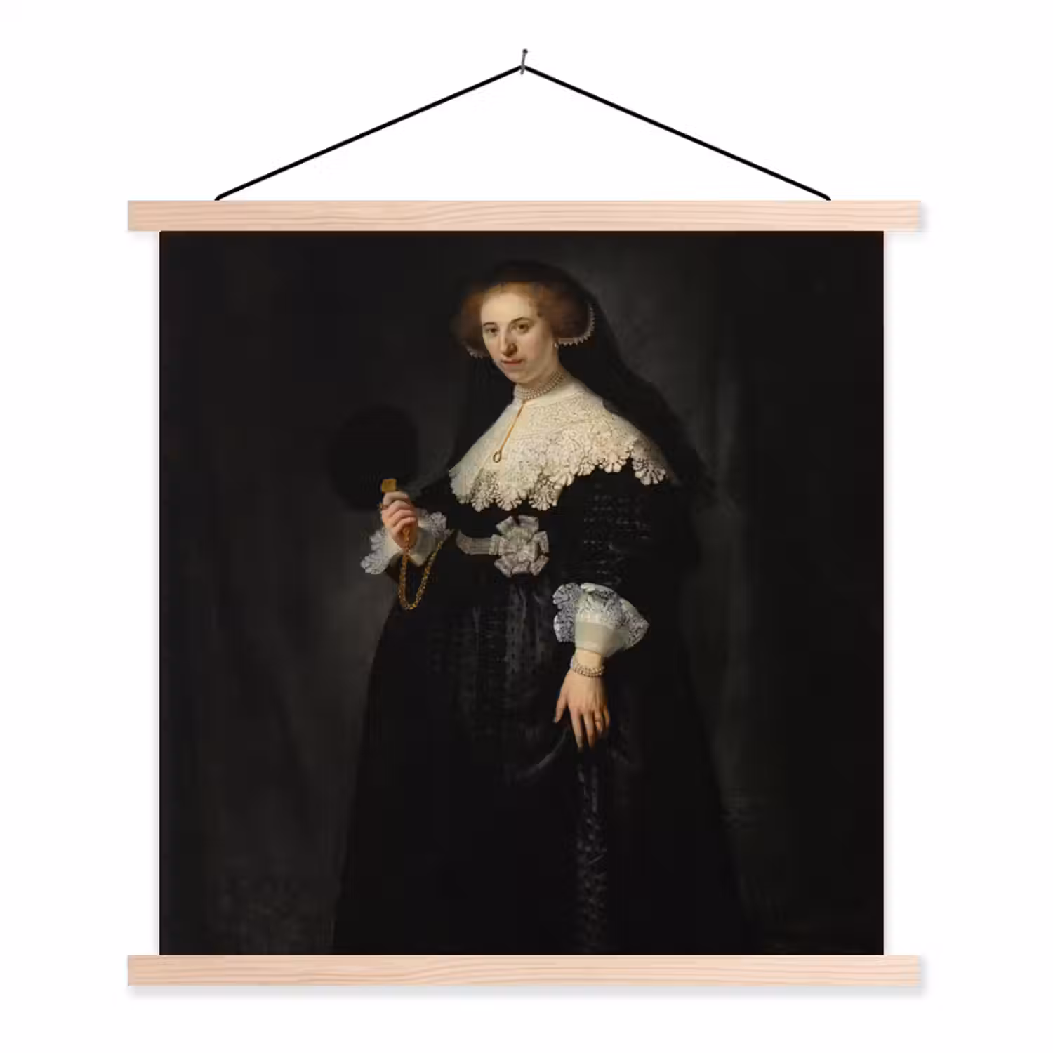 Het huwelijksportret van Oopjen Coppit - Rembrandt van Rijn textielposter latten blank klein -3d