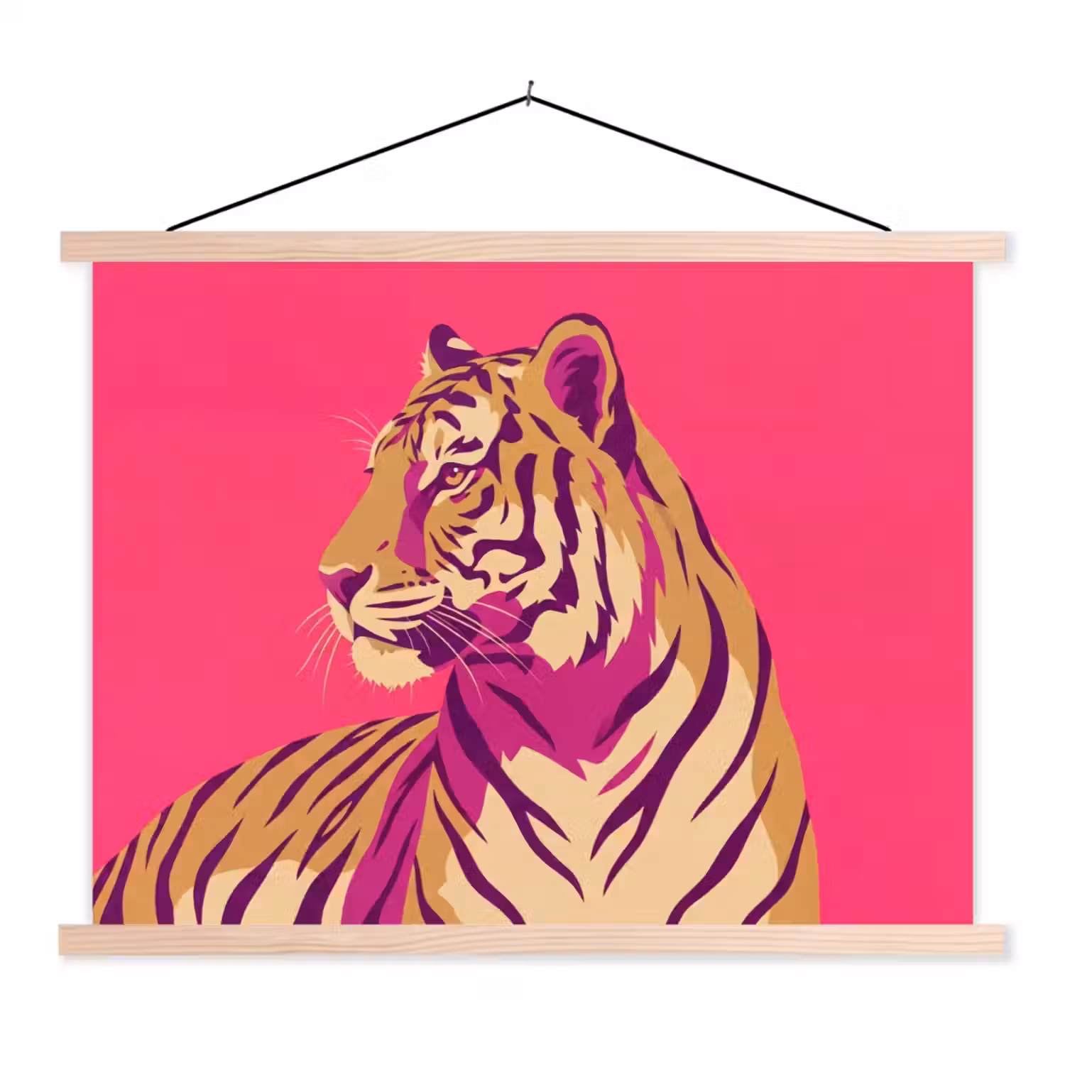 Tijger - Modern - Neon textielposter latten blank klein -3d