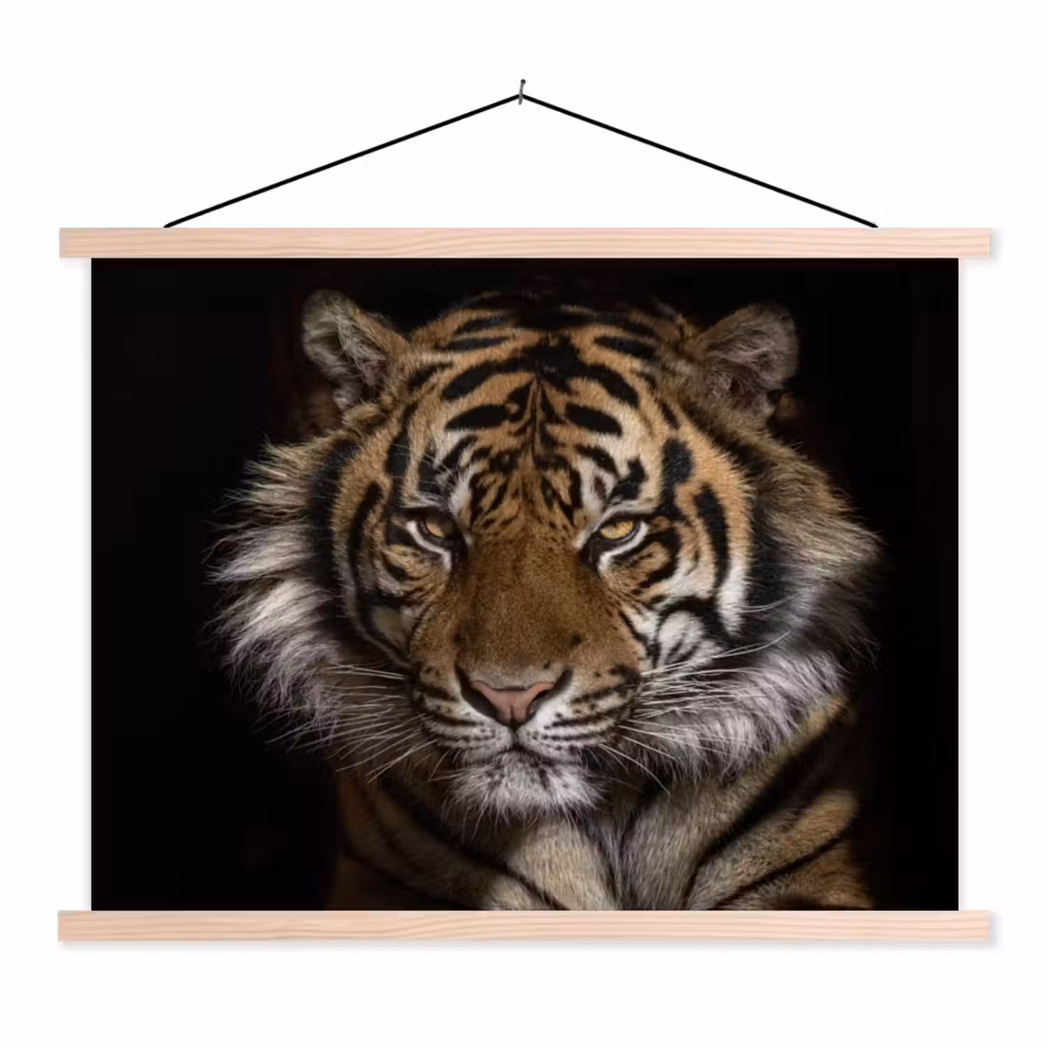 Tijger - Wilde dieren - Portret textielposter latten blank klein -3d