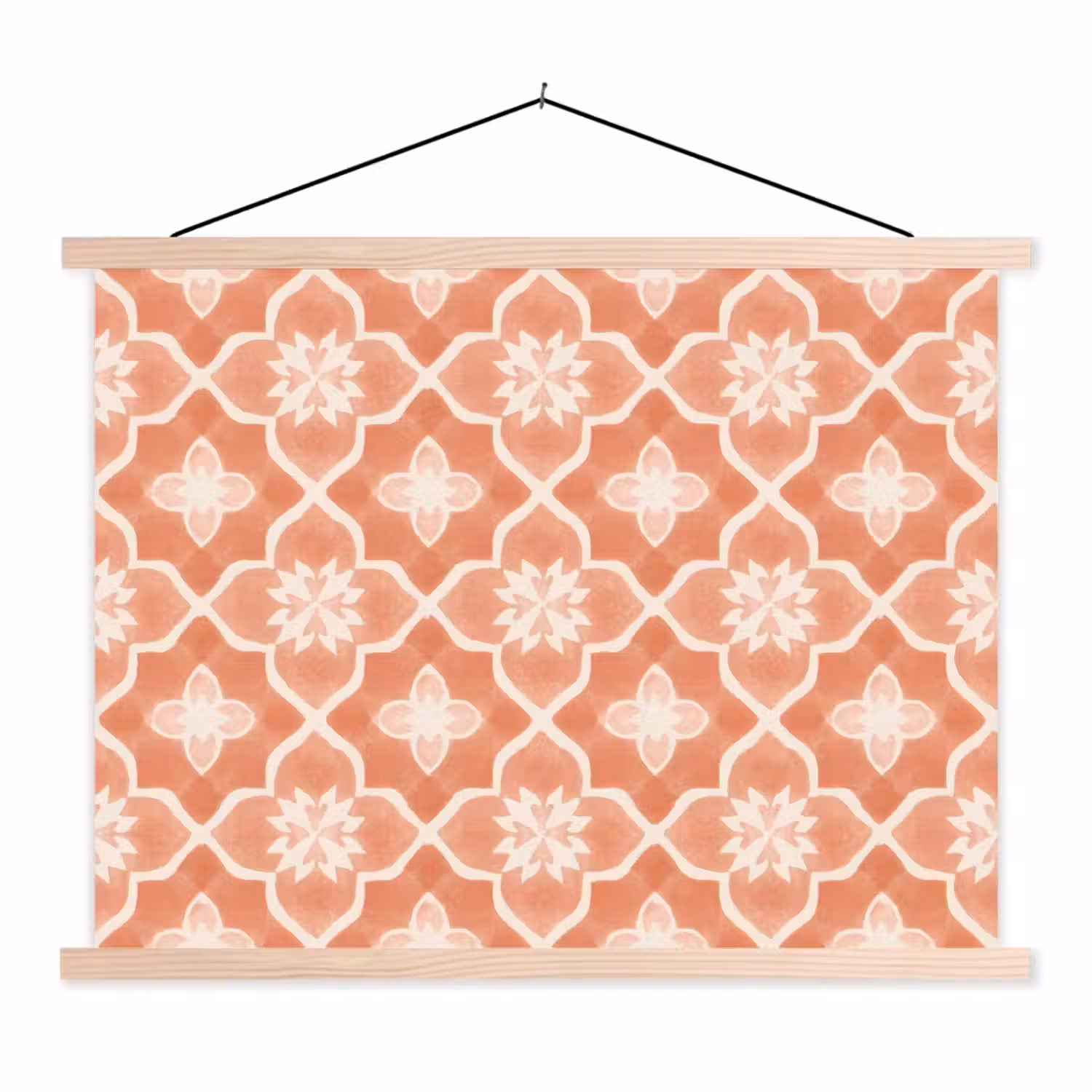 Tegelpatroon - Arabesk - Vintage - Terracotta textielposter latten blank klein 122 -3d