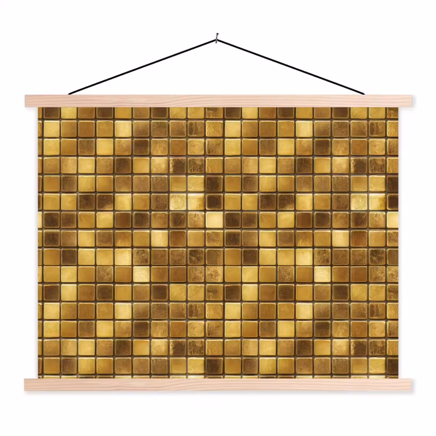Tegels - Mozaïek - Luxe - Warm Goud textielposter latten blank klein 122 -3d