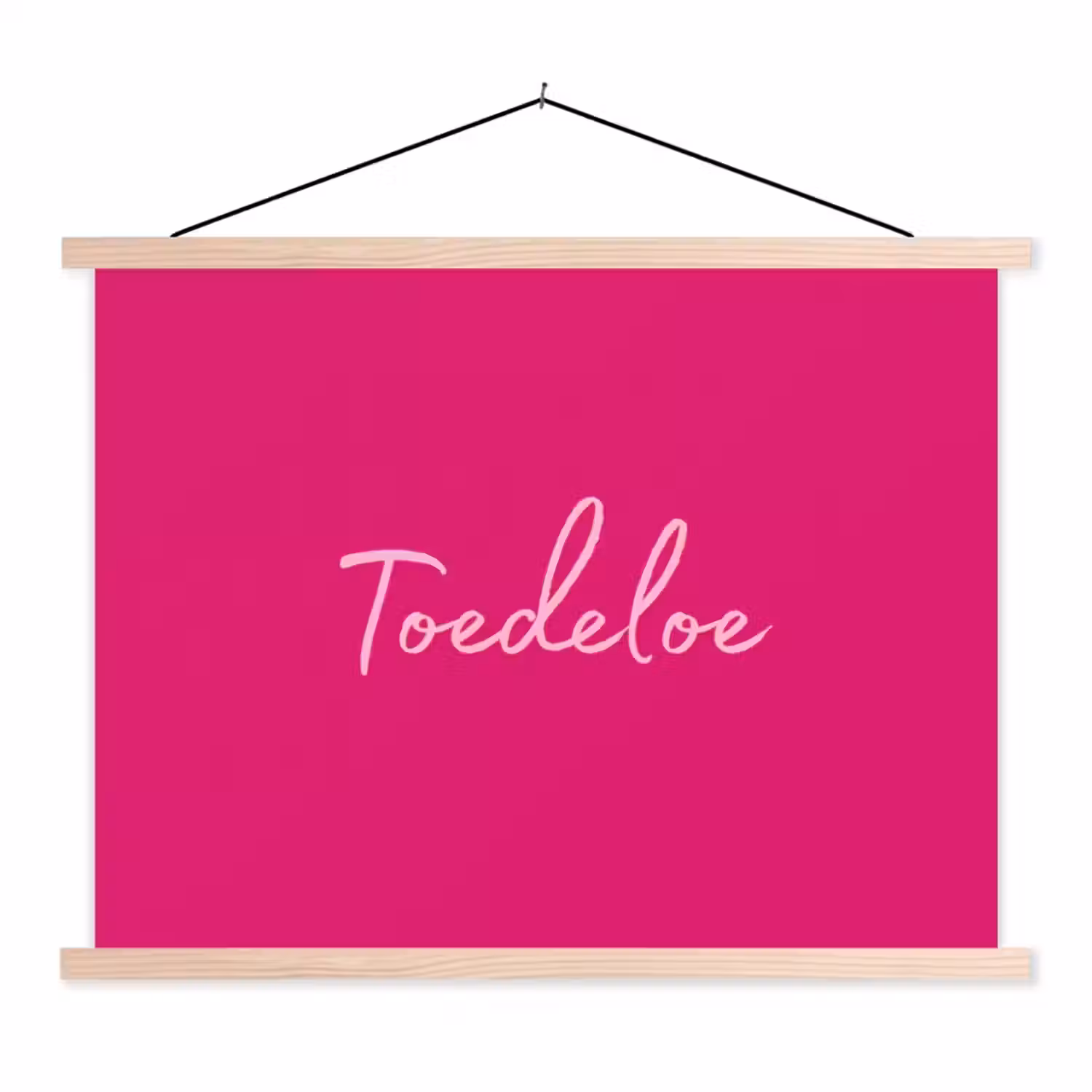 Toedeloe - Roze textielposter latten blank klein -3d