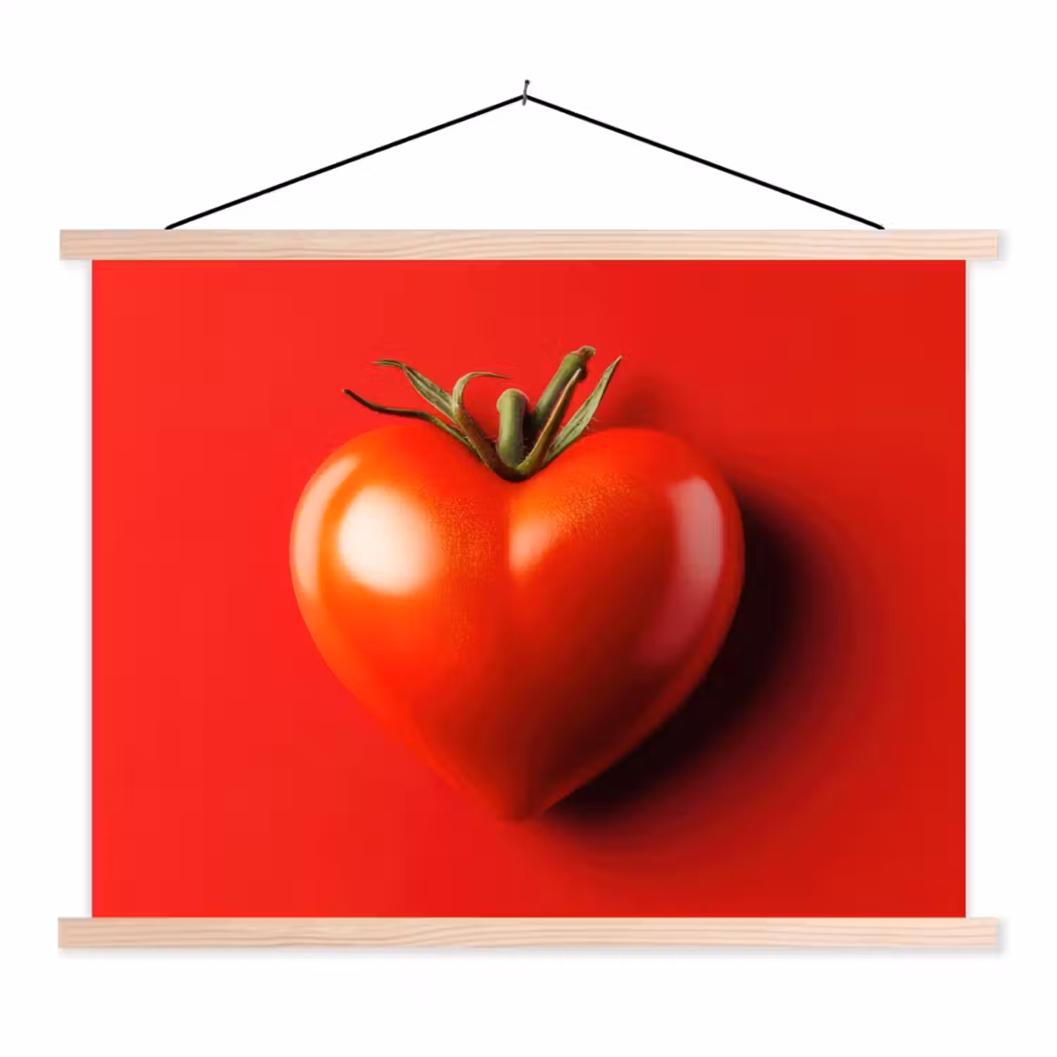 Tomaat - Rood - Hart textielposter latten blank klein -3d