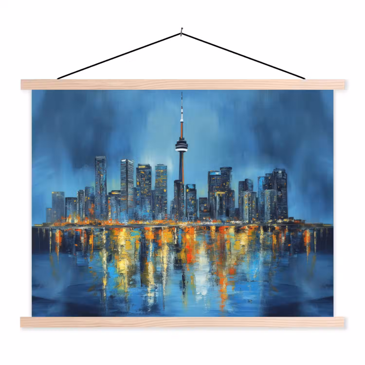 Skyline Toronto - Water - Stadslichten - Toren textielposter latten blank klein -3d