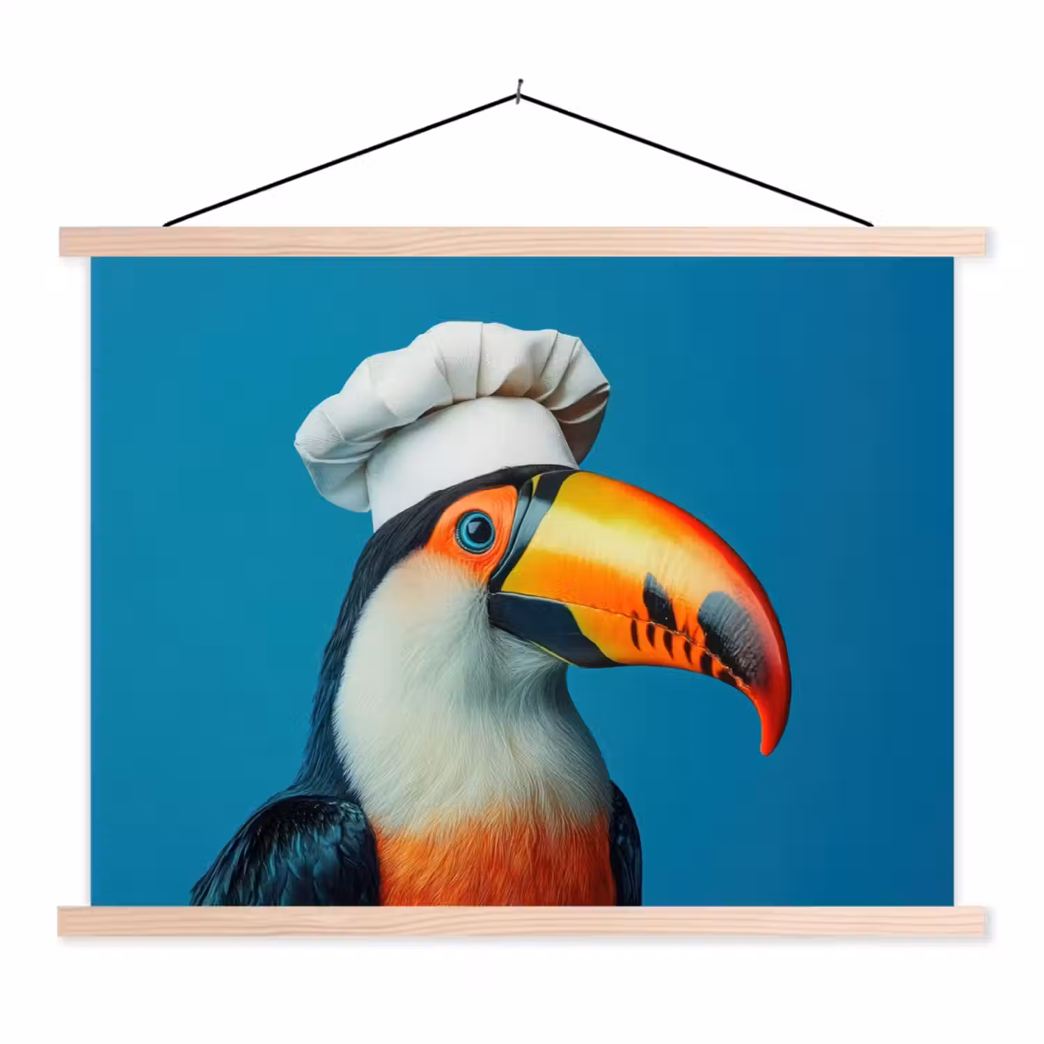 Toekan - Papegaai - Vogel - Koksmuts textielposter latten blank klein -3d