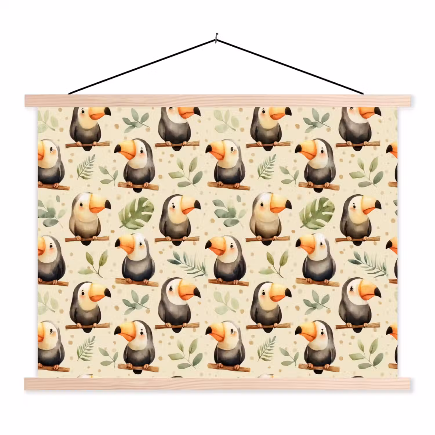 Toekans - Exotisch - Kleurrijk textielposter latten blank klein 122 -3d