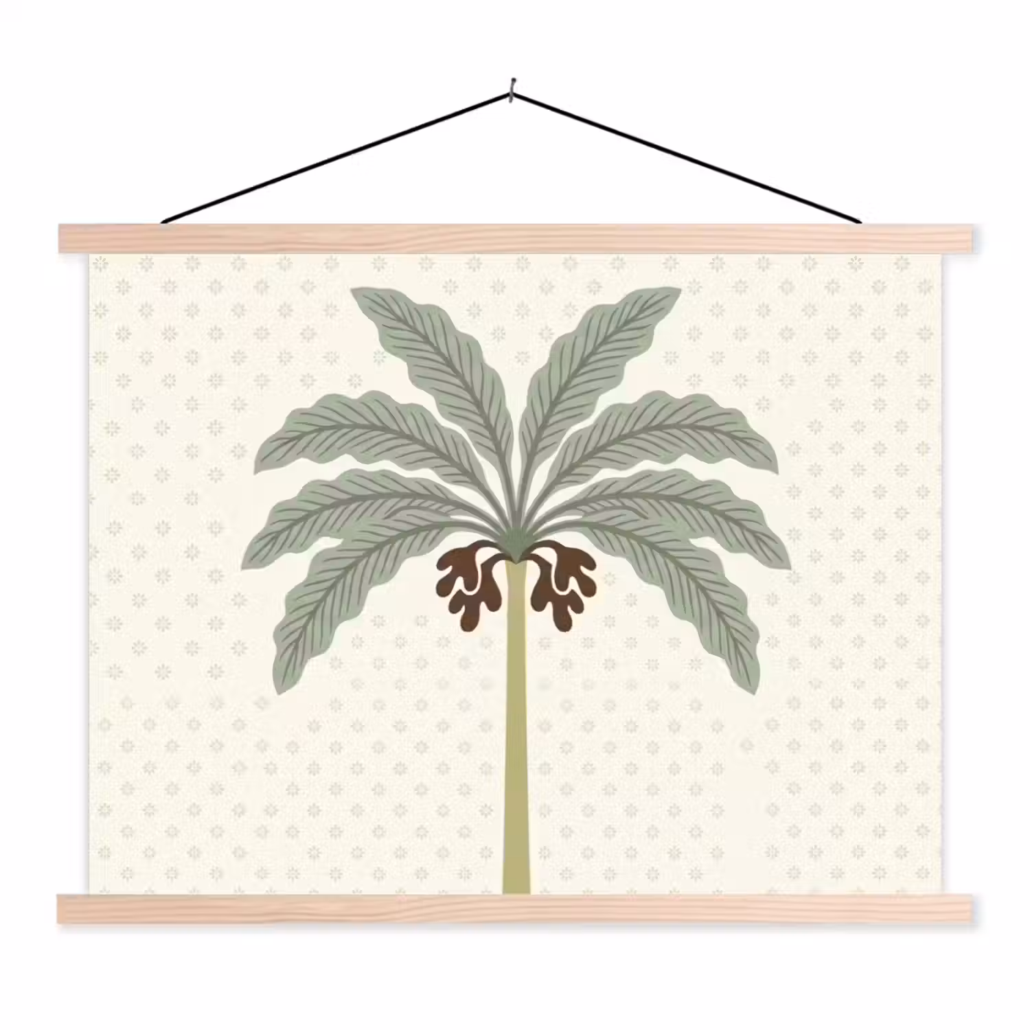 Boom - Bladeren - Groen - Decoratief - Beige textielposter latten blank klein -3d