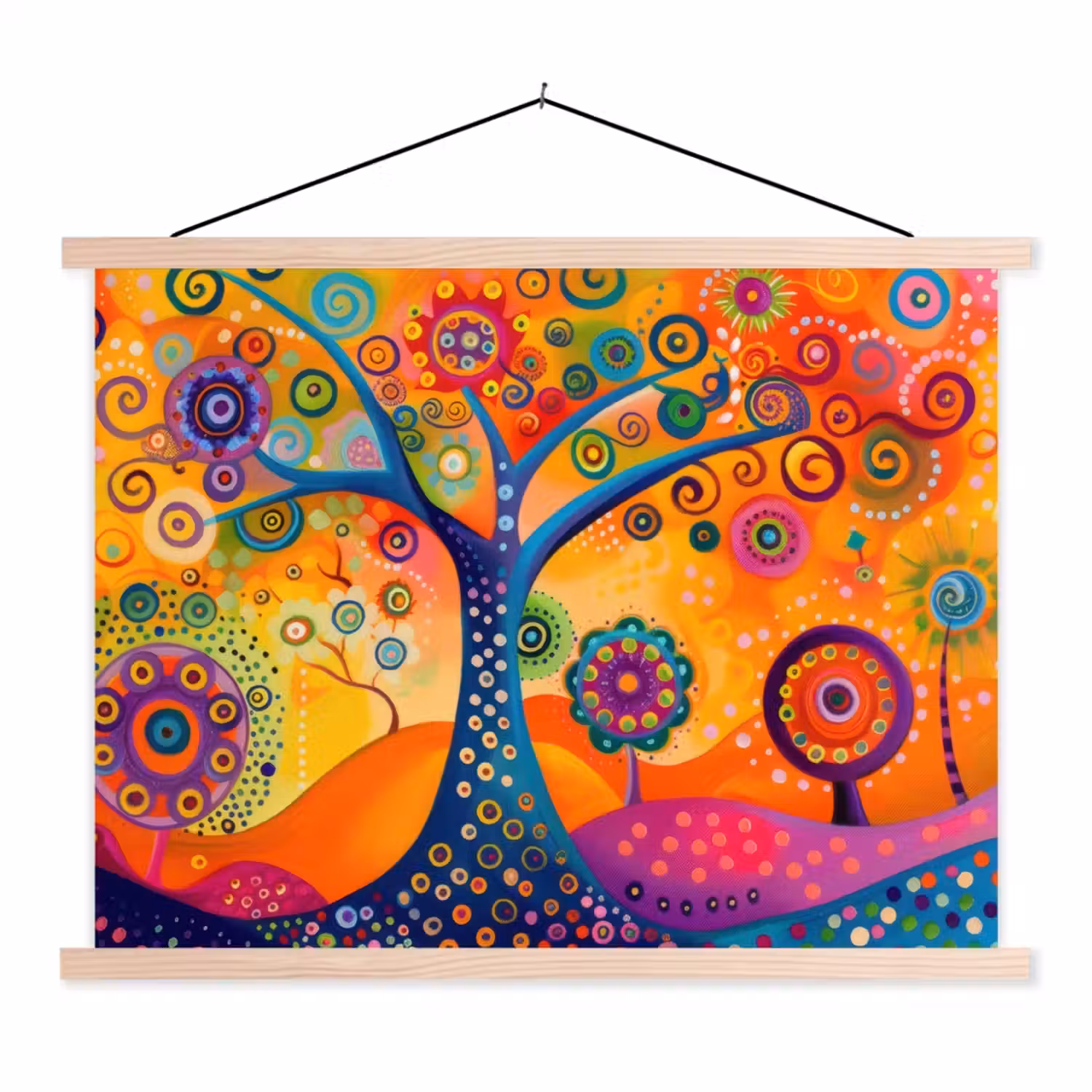 Boom - Levensboom - Abstract - Kleurrijk textielposter latten blank klein -3d