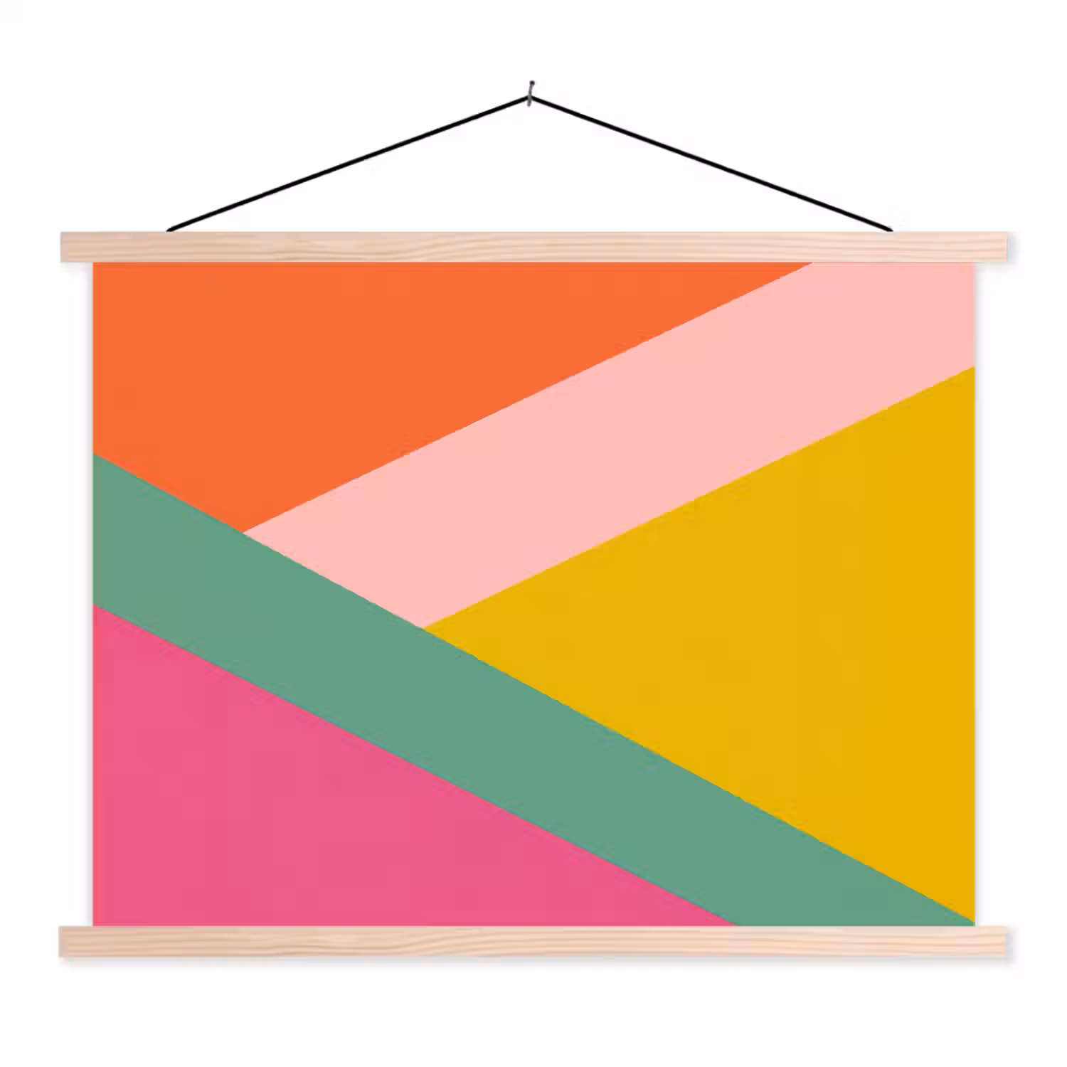 Driehoeken - Kleurrijk - Abstract textielposter latten blank klein -3d