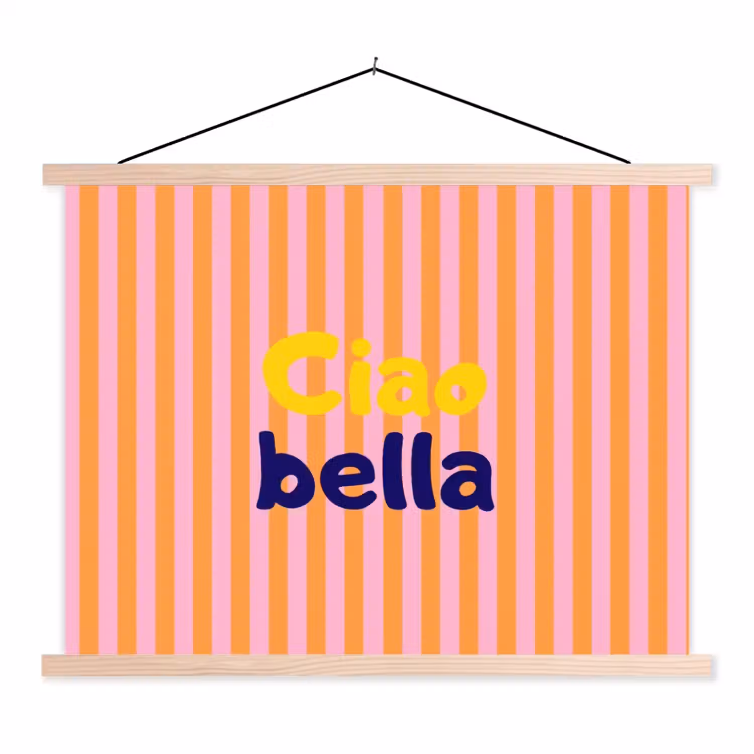 Verticaal - Strepen - Oranje - Ciao bella textielposter latten blank klein -3d