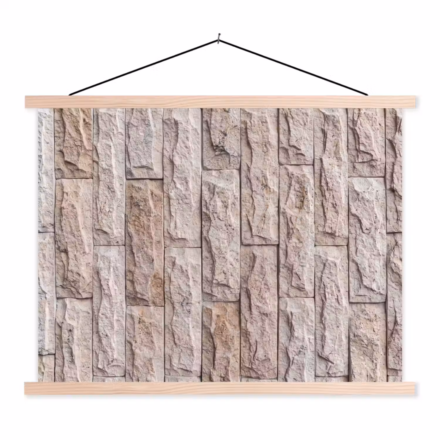 Muur - Steen - Ruw - Beige - Textuur textielposter latten blank klein -3d