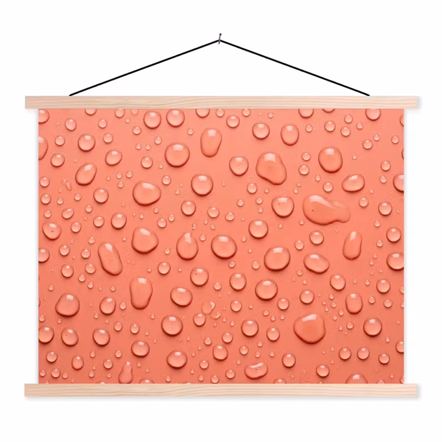 Water - Druppels - Roze textielposter latten blank klein -3d