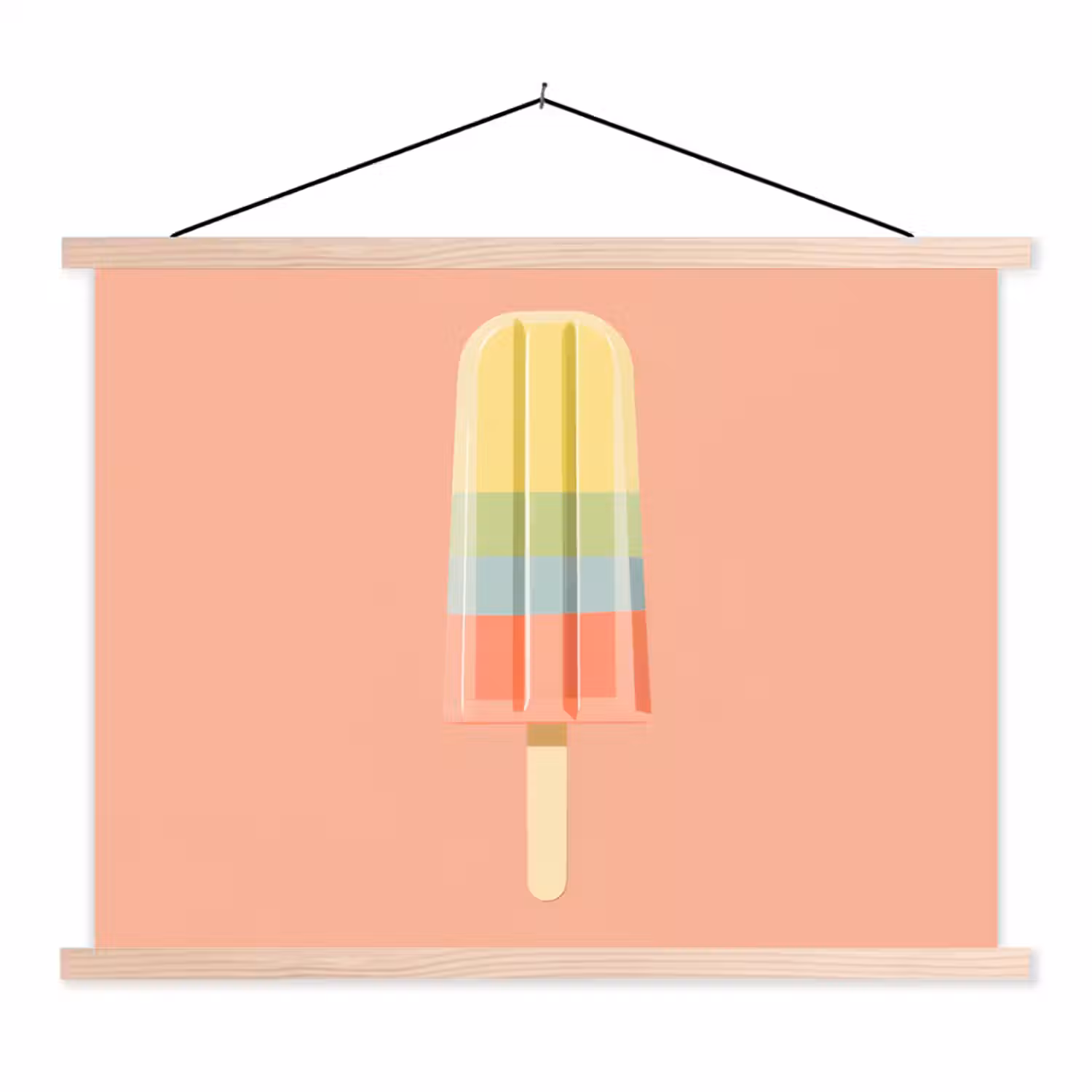 Waterijsje - Pasteltinten - Minimalistisch textielposter latten blank klein -3d