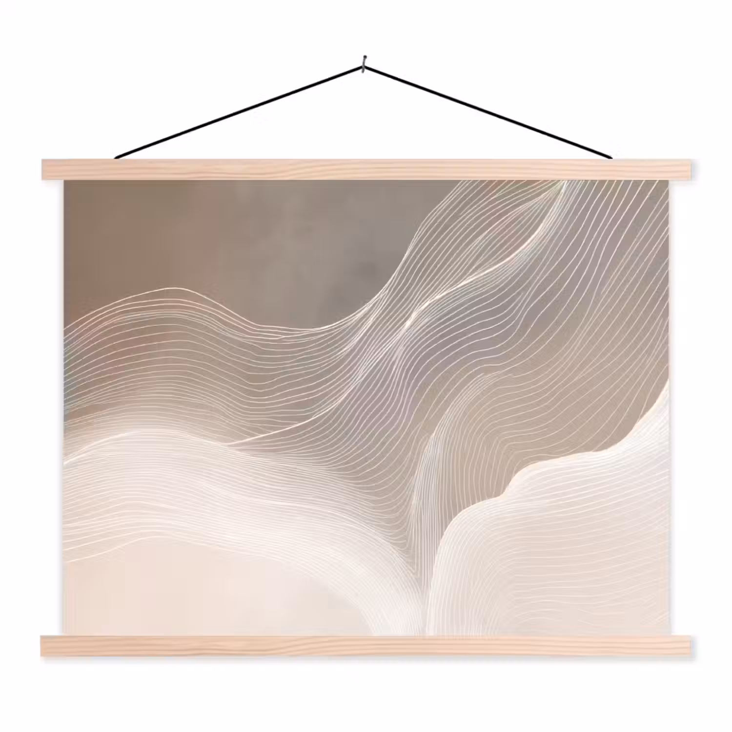 Golvende lijnen - Luchtstromen - Harmonieus textielposter latten blank klein -3d