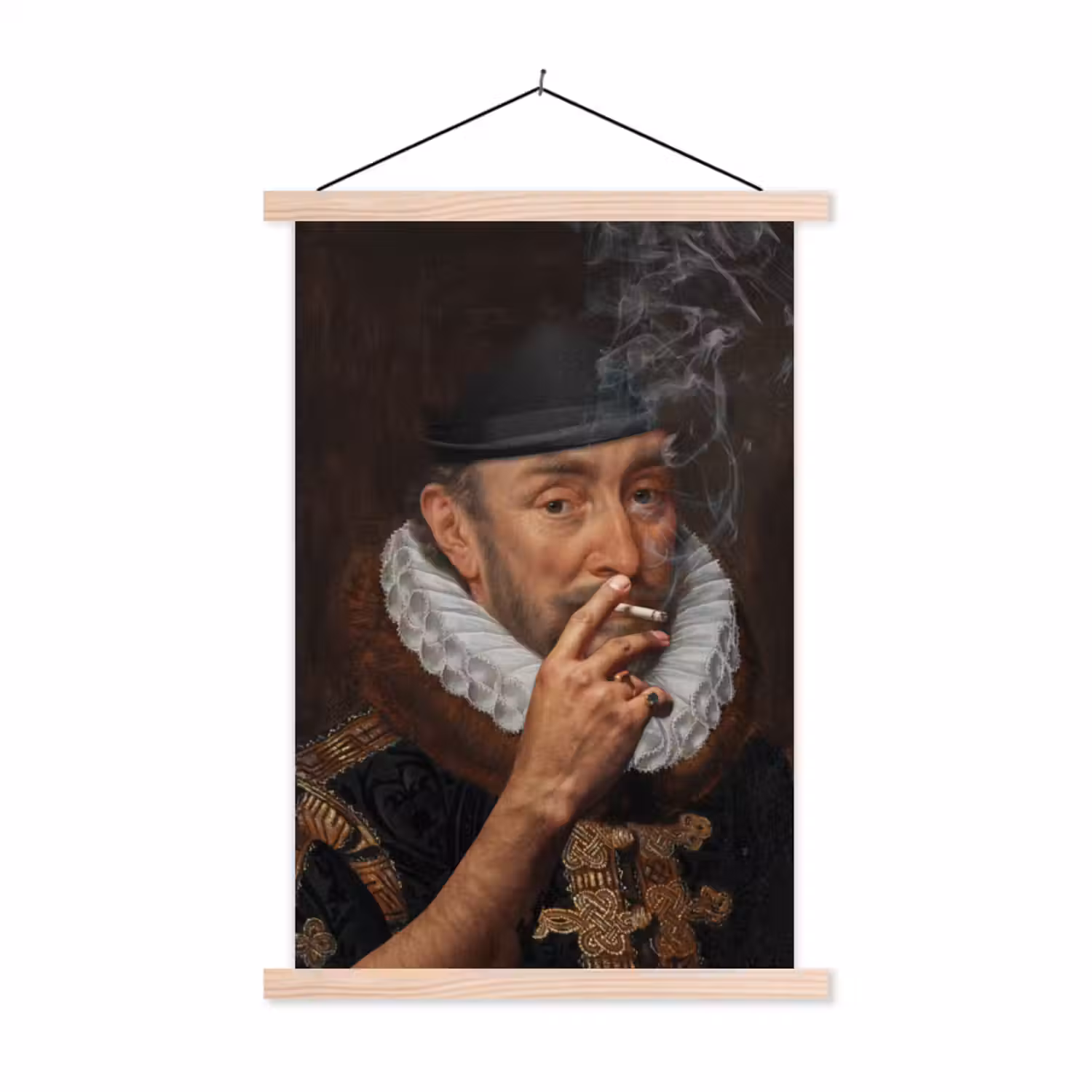 Willem van Oranje - Adriaen Thomasz - Sigaretten - Rook textielposter latten blank klein -3d