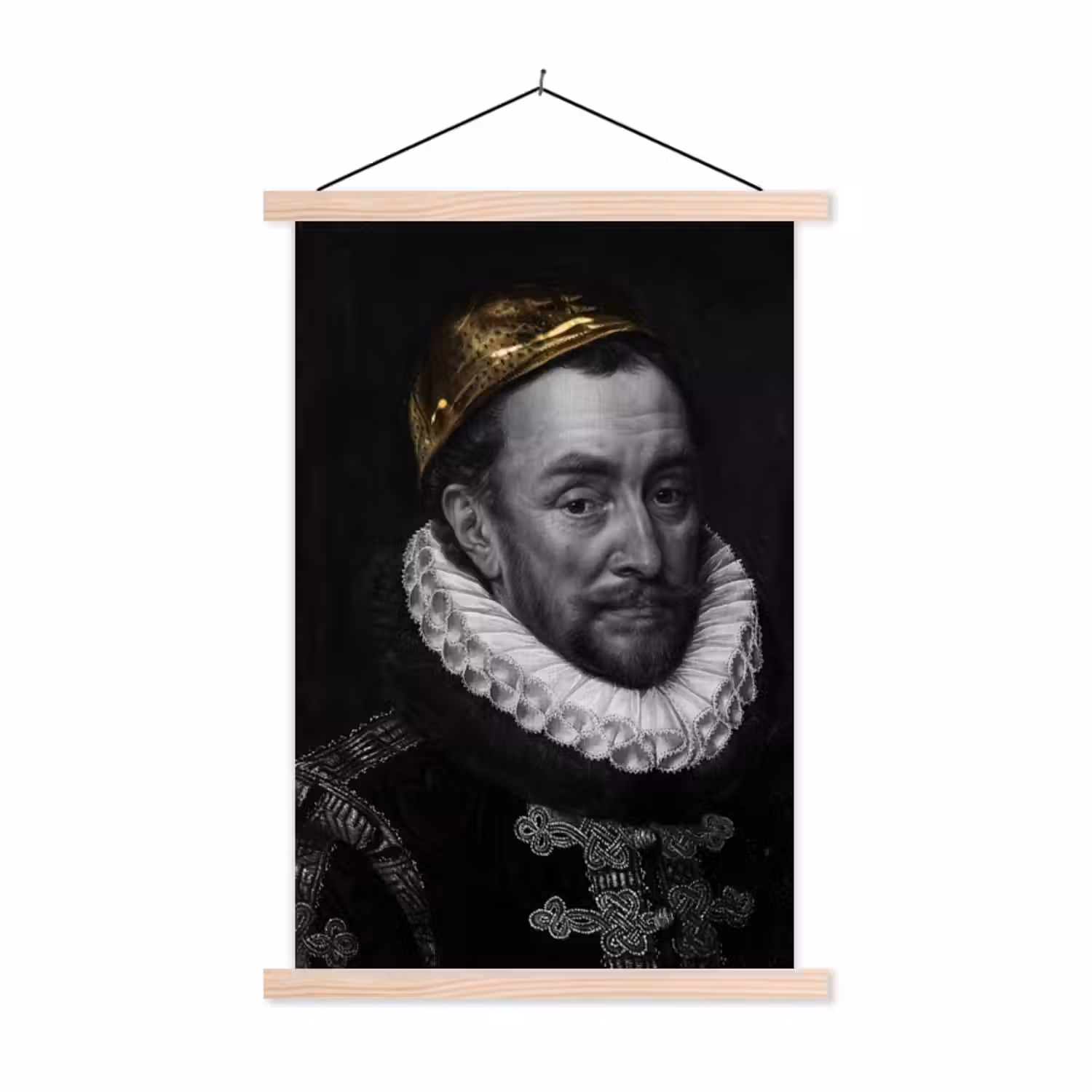 Willem van Oranje - Adriaen Thomasz - Goud textielposter latten blank klein -3d