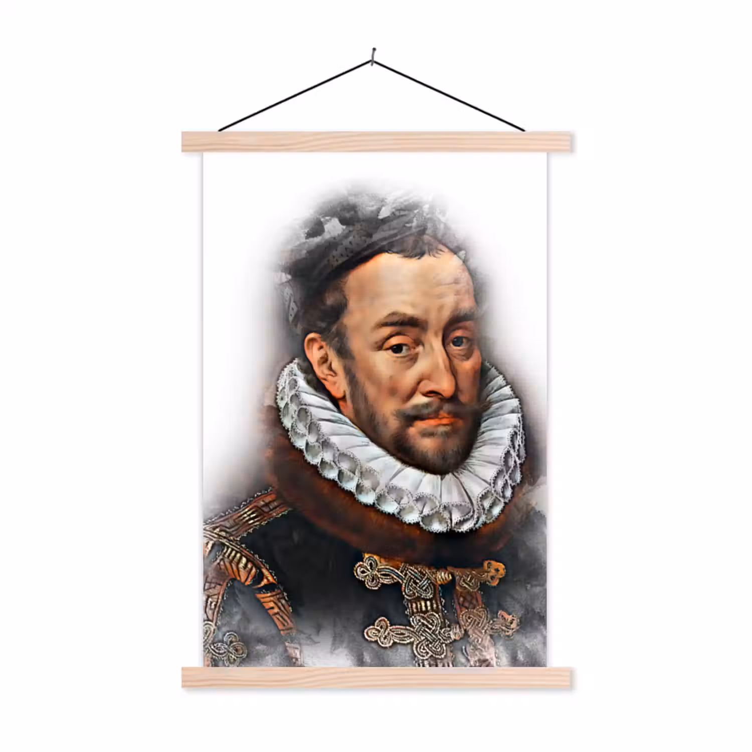 Willem van Oranje - Adriaen Thomasz - Rook textielposter latten blank klein -3d