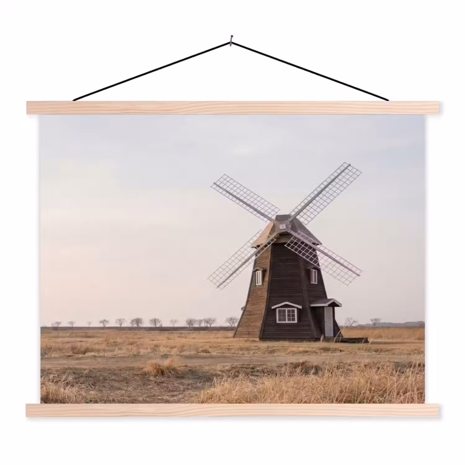 Windmolens - Landschap - Veld textielposter latten blank klein -3d