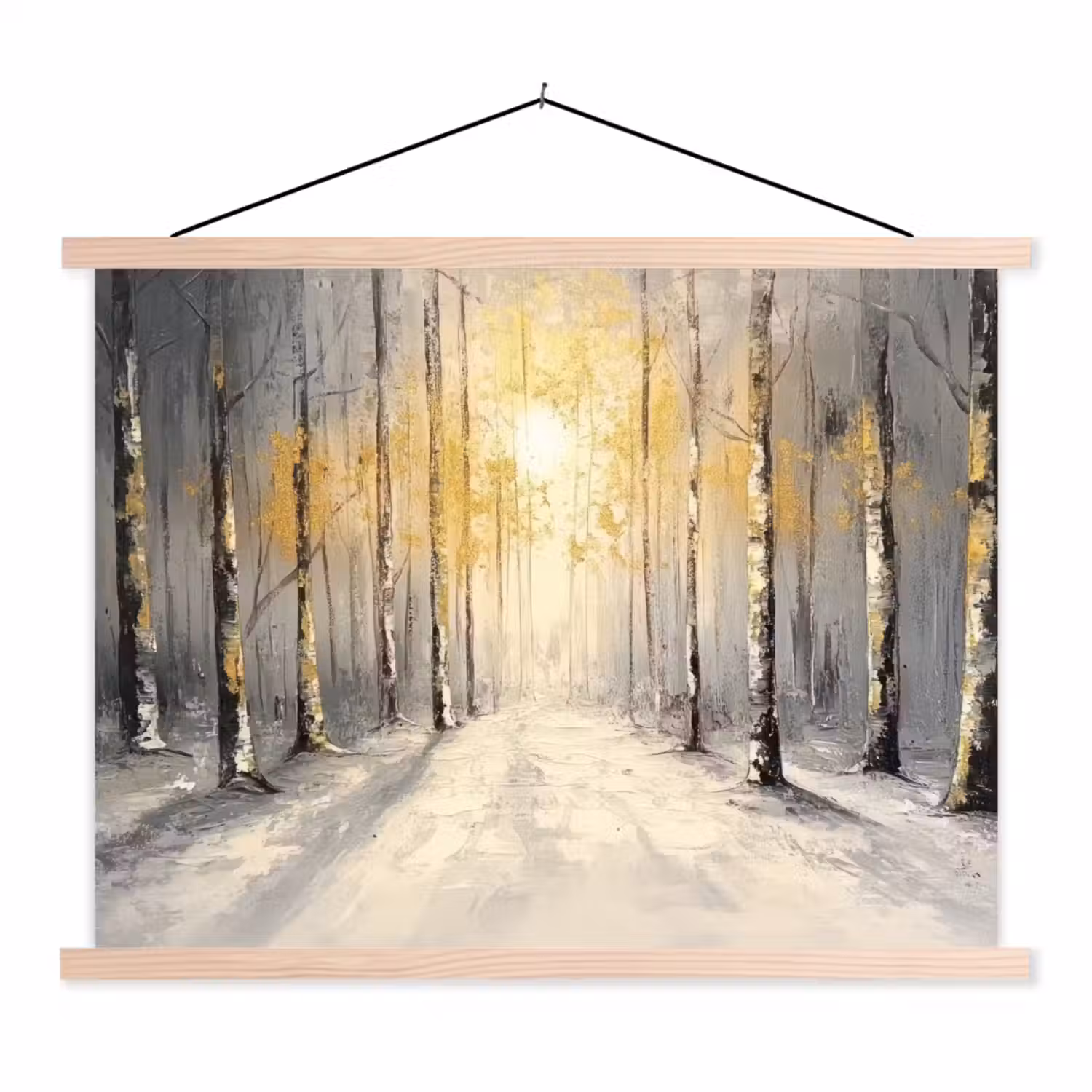 Winter - Abstract - Sneeuw - Natuur - Zon textielposter latten blank klein -3d