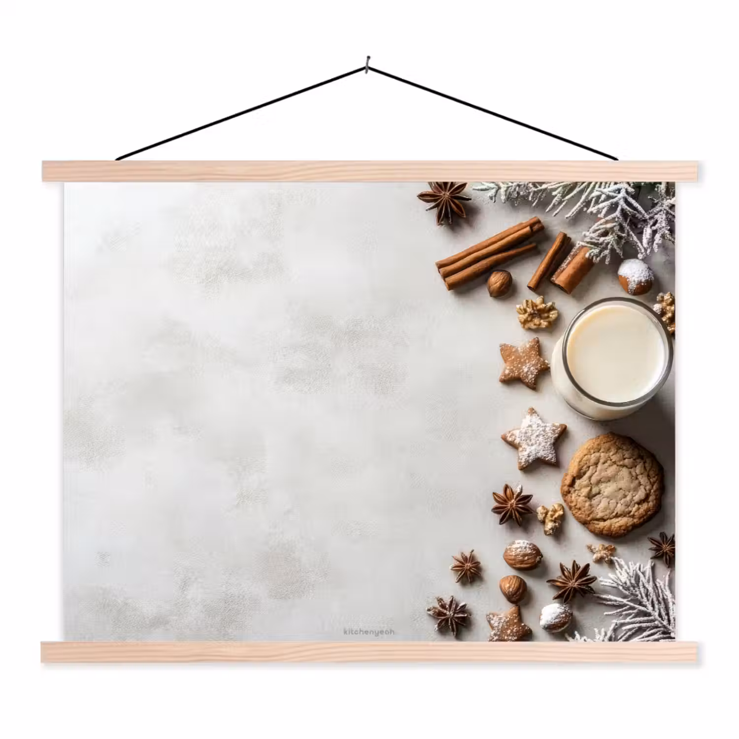 Winter - Kerst - Specerijen - Wit textielposter latten blank klein -3d