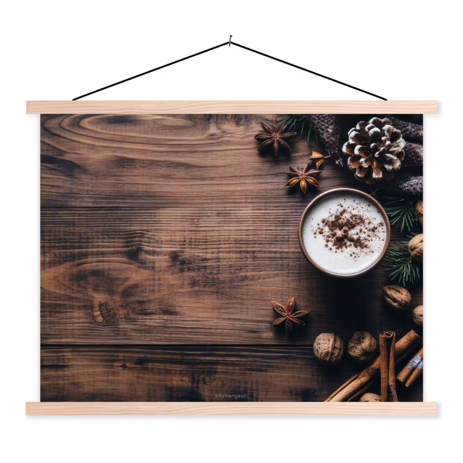 Winter - Houtlook - Stilleven textielposter latten blank klein -3d