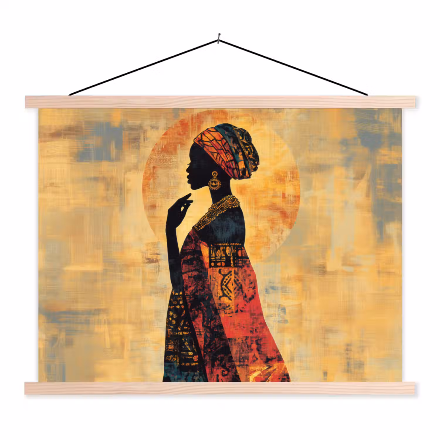 Vrouw - Silhouet - Patronen - Sierlijk textielposter latten blank klein -3d