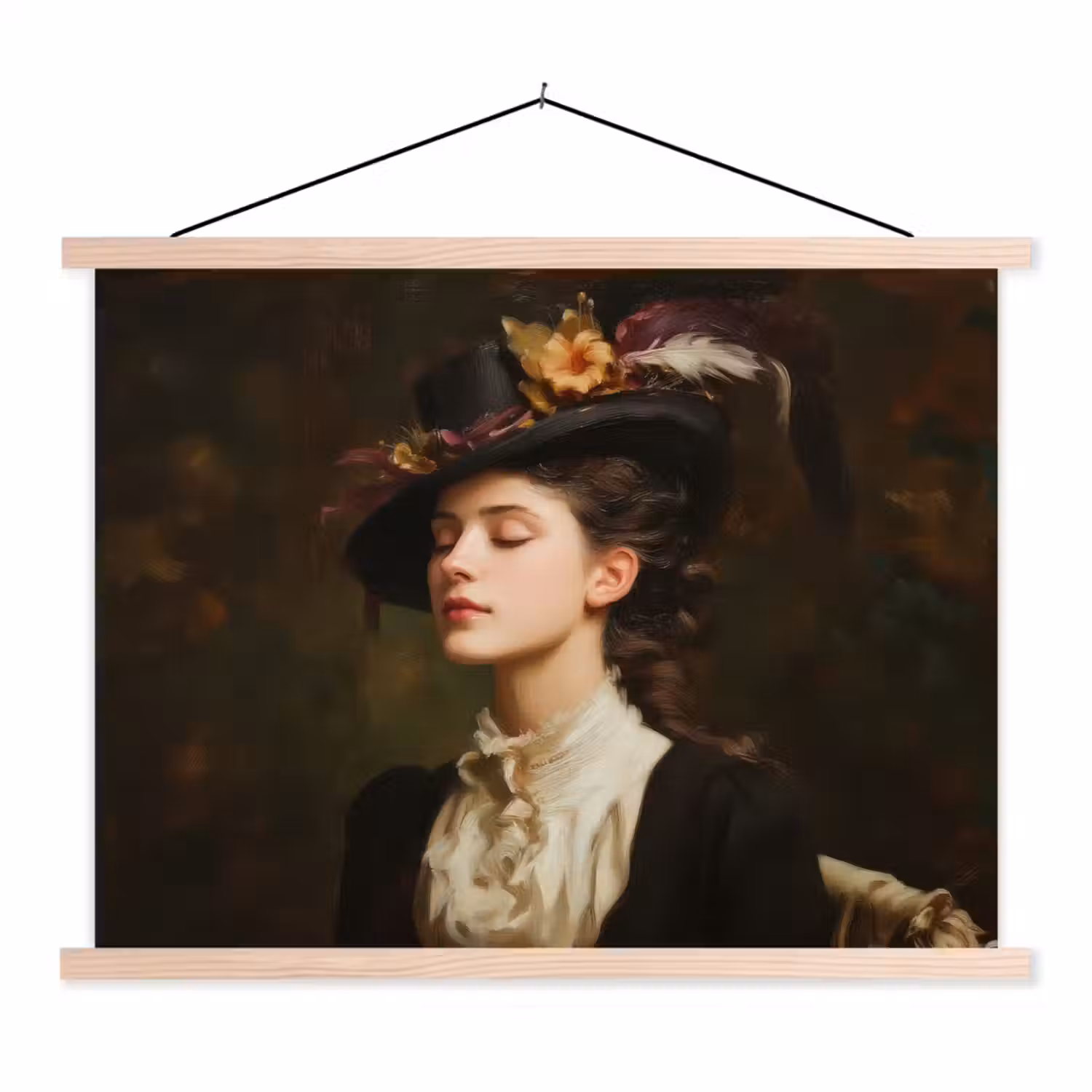 Vrouw - Victoriaans - Portret textielposter latten blank klein -3d