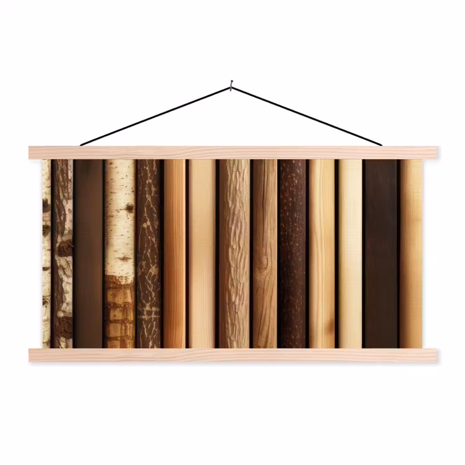 Hout - Planken - Natuurlijk textielposter latten blank klein -3d