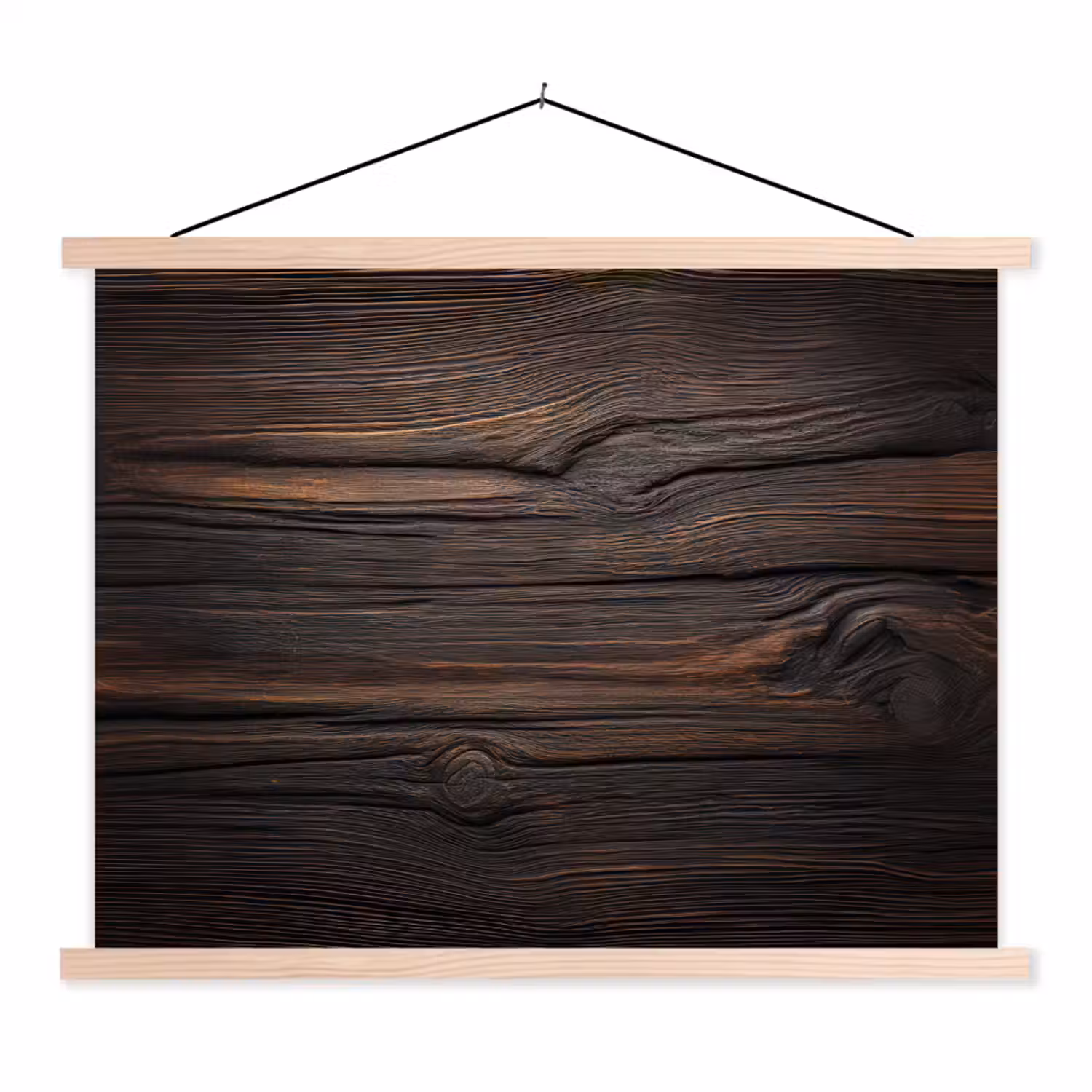 Hout - Grillige nerven textielposter latten blank klein -3d