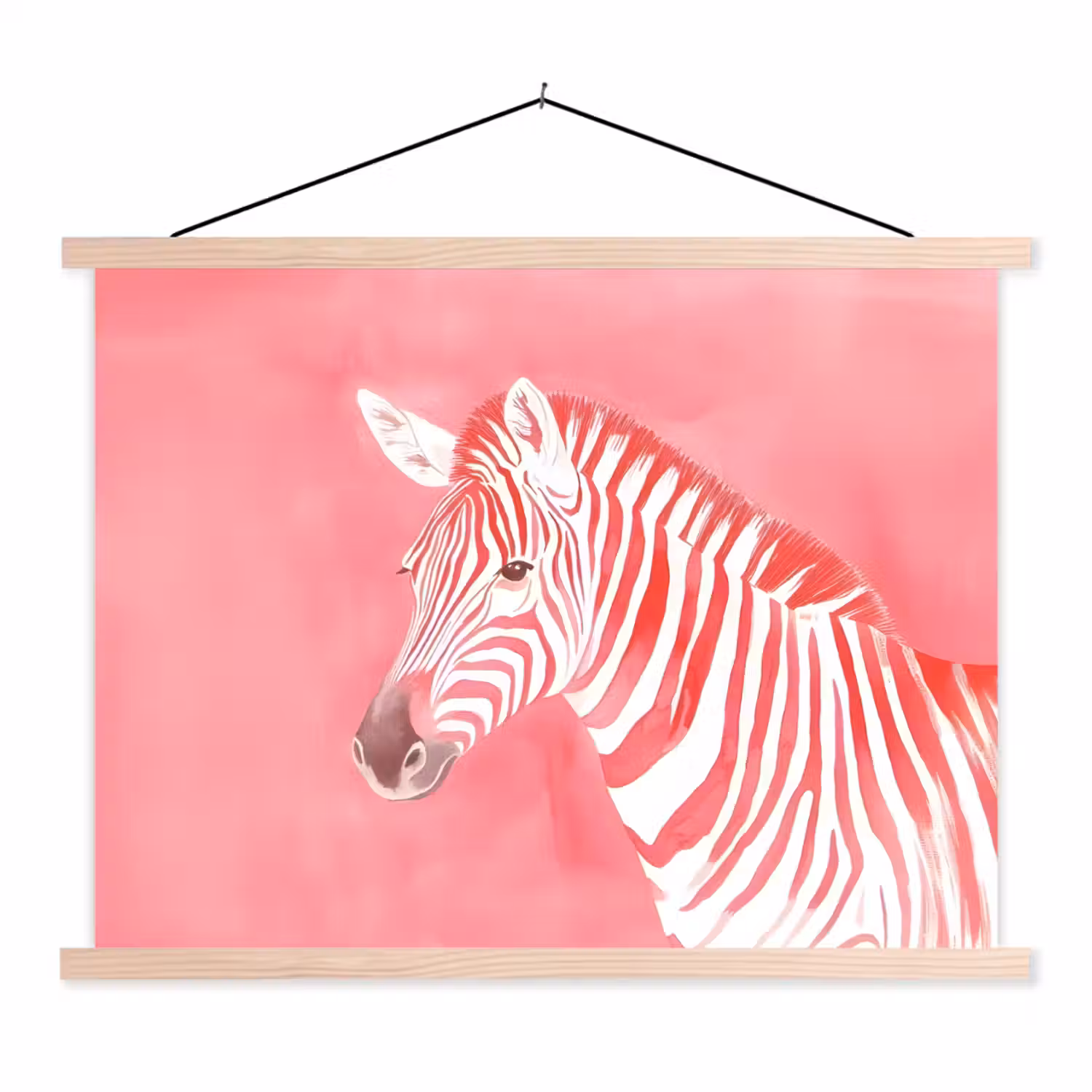 Zebra - Pink - Verf textielposter latten blank klein -3d