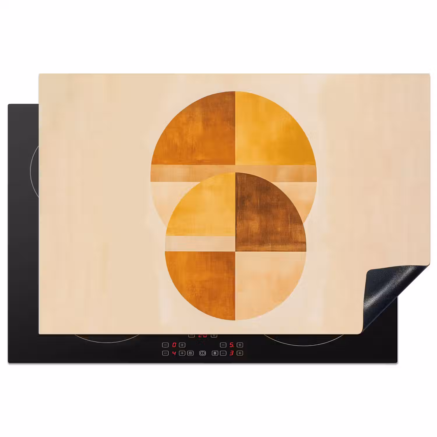 Cirkels - Geel - Minimalistisch Inductie beschermer vinyl 3mm klein -3d