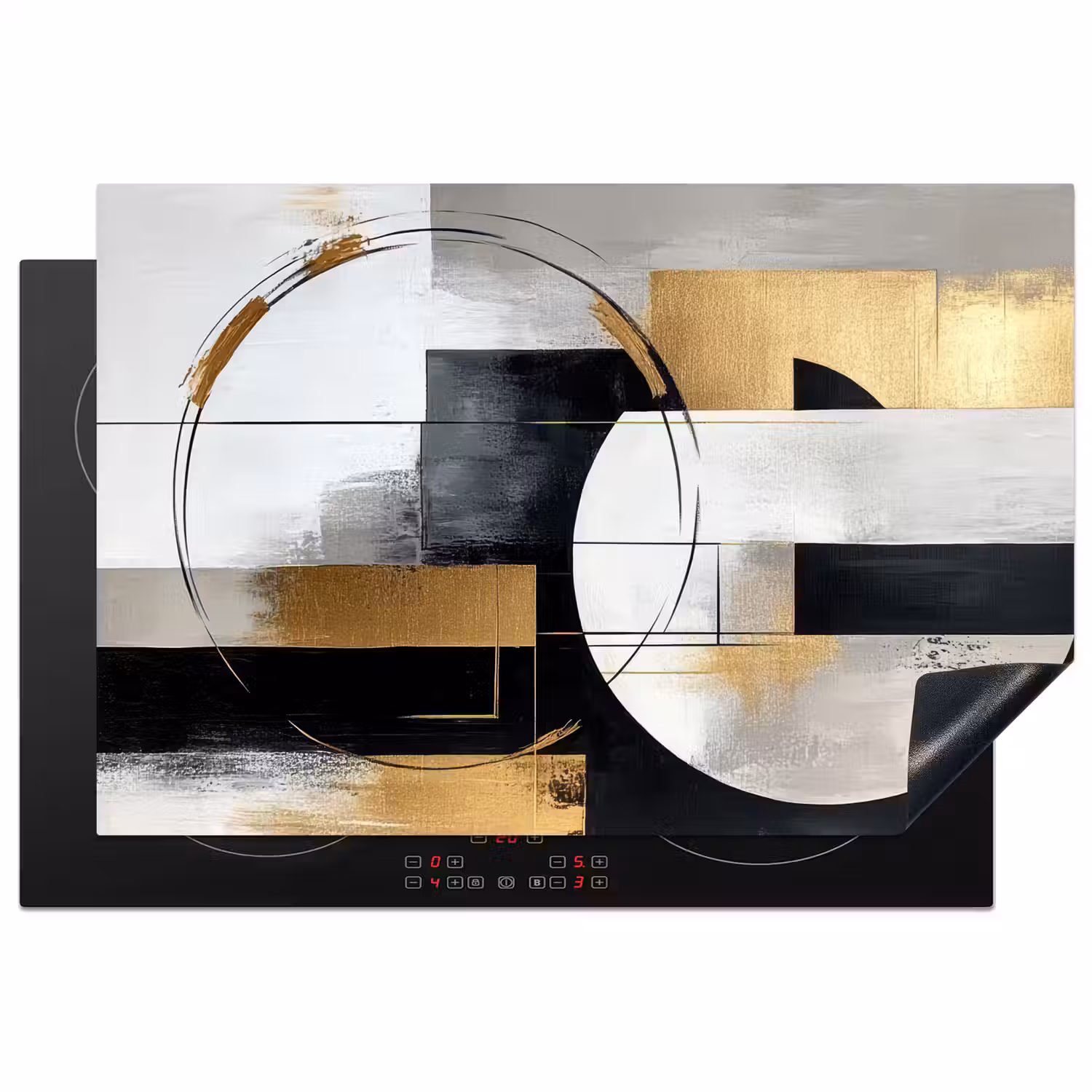 Abstract - Goud - Zilver - Vormen - Aesthetic Inductie beschermer vinyl 3mm klein -3d