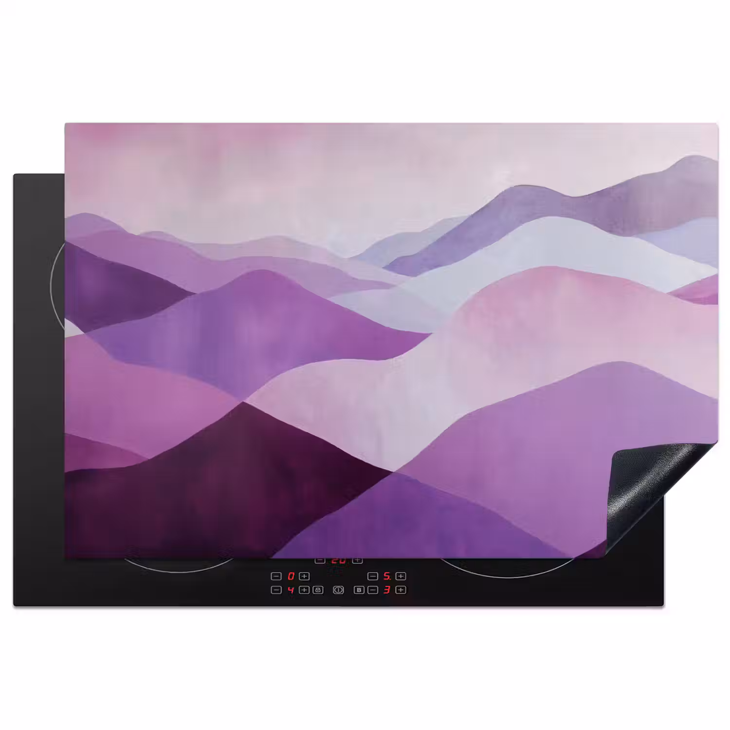 Abstract - Heuvels - Landschap - Paars Inductie beschermer vinyl 3mm klein -3d