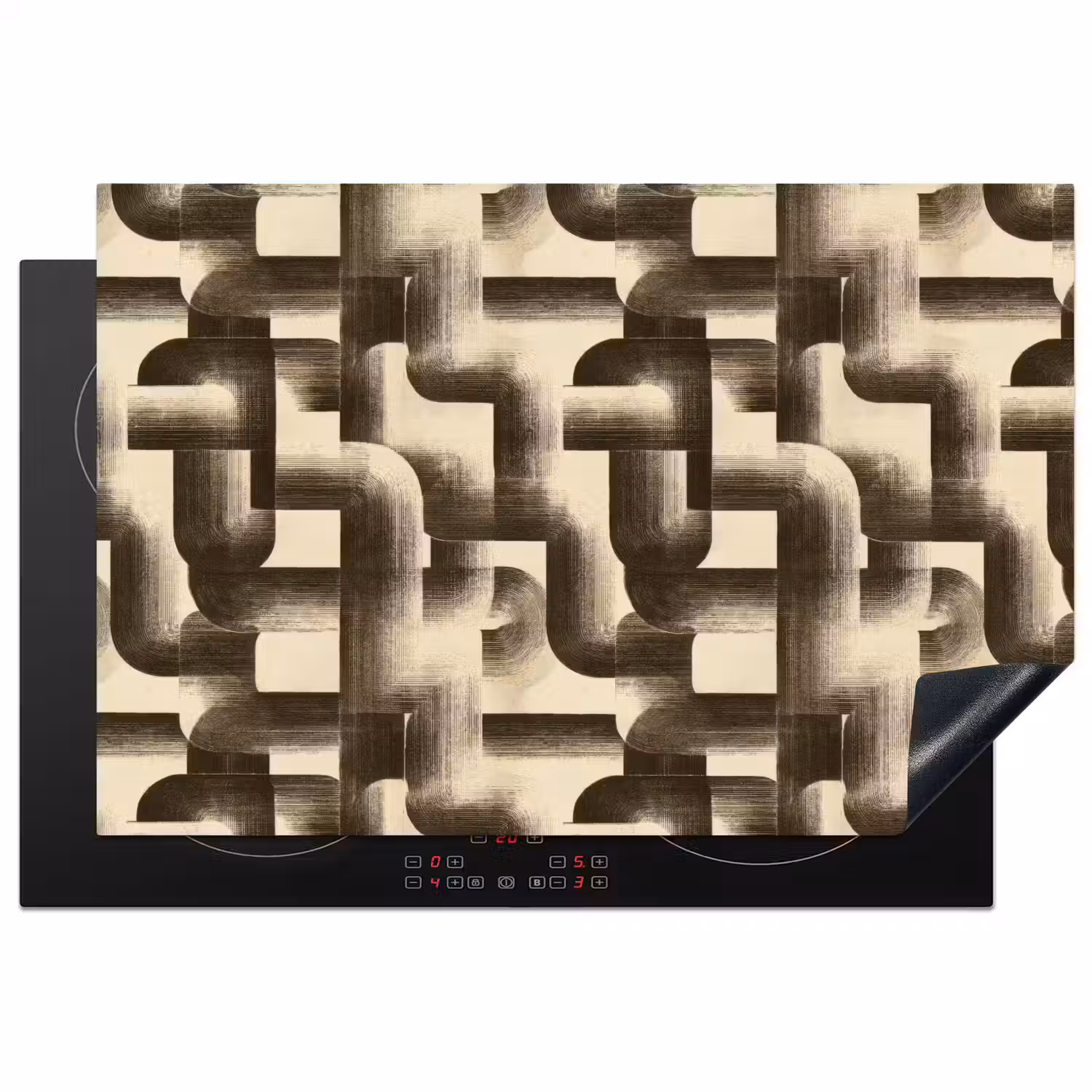 Abstract - Retro - Zwart Inductie beschermer vinyl 3mm klein 276 -3d