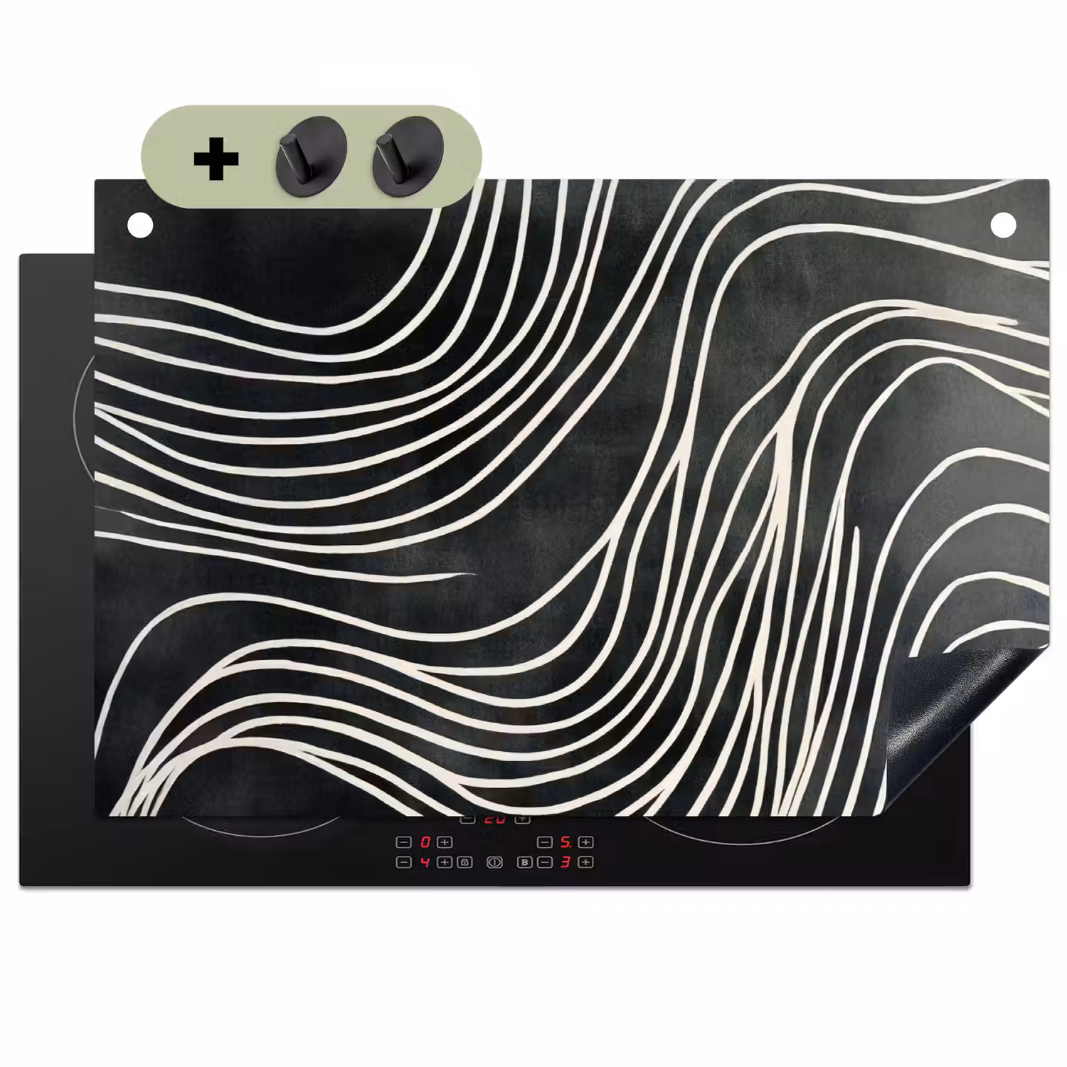 Lijnen - Patroon - Abstract - Wit Inductie beschemer met haakjes klein -3d