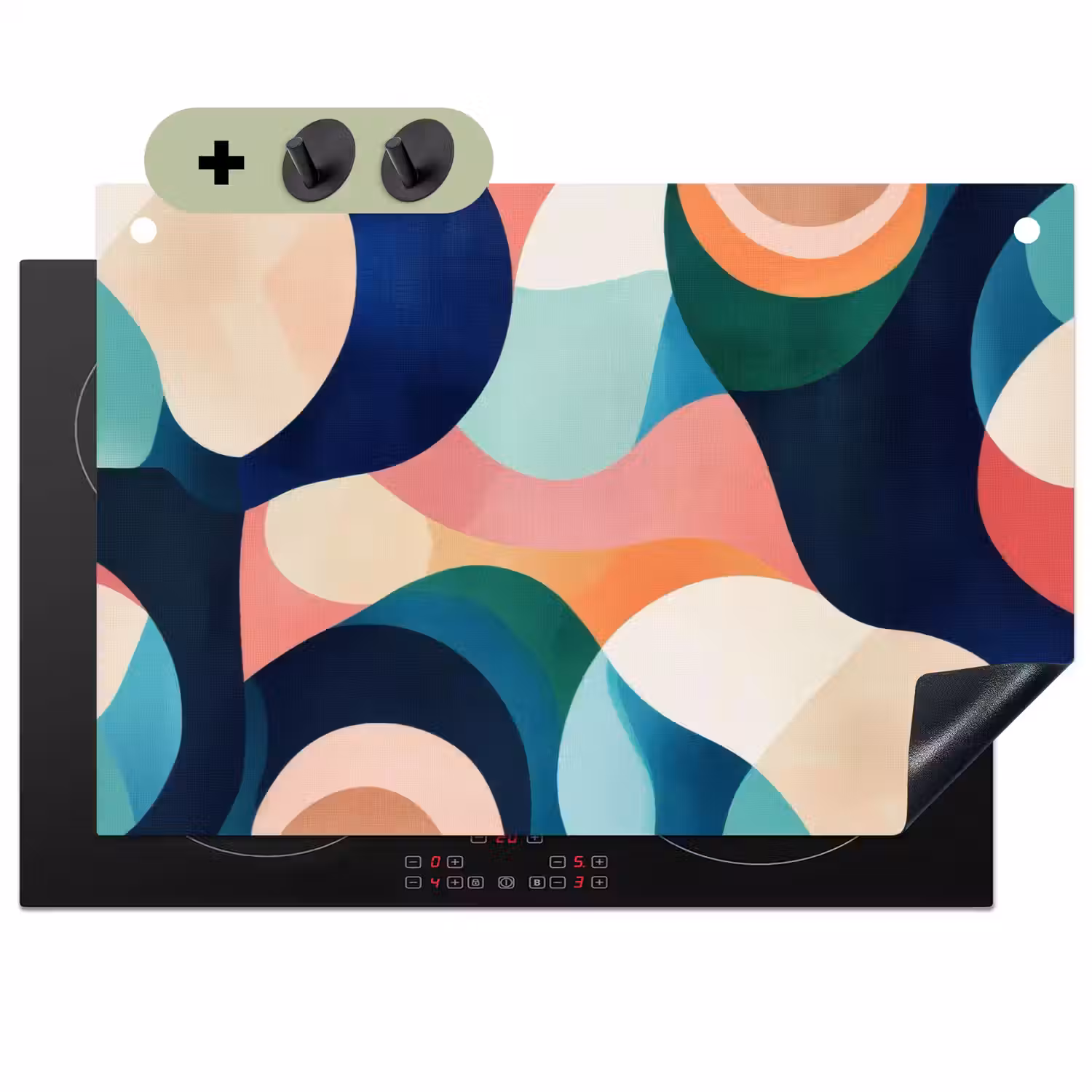Abstract - Blauw - Roze Inductie beschemer met haakjes klein -3d