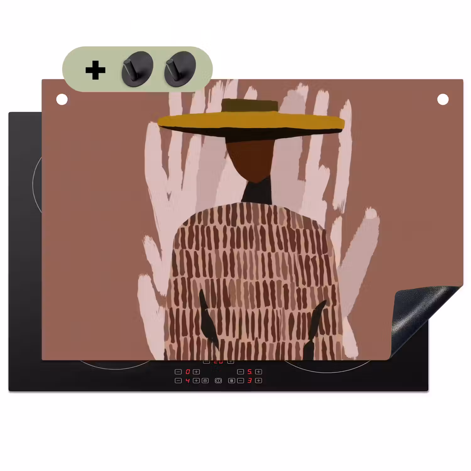 Abstract - Figuur - Illustratie - Hoed Inductie beschemer met haakjes klein -3d